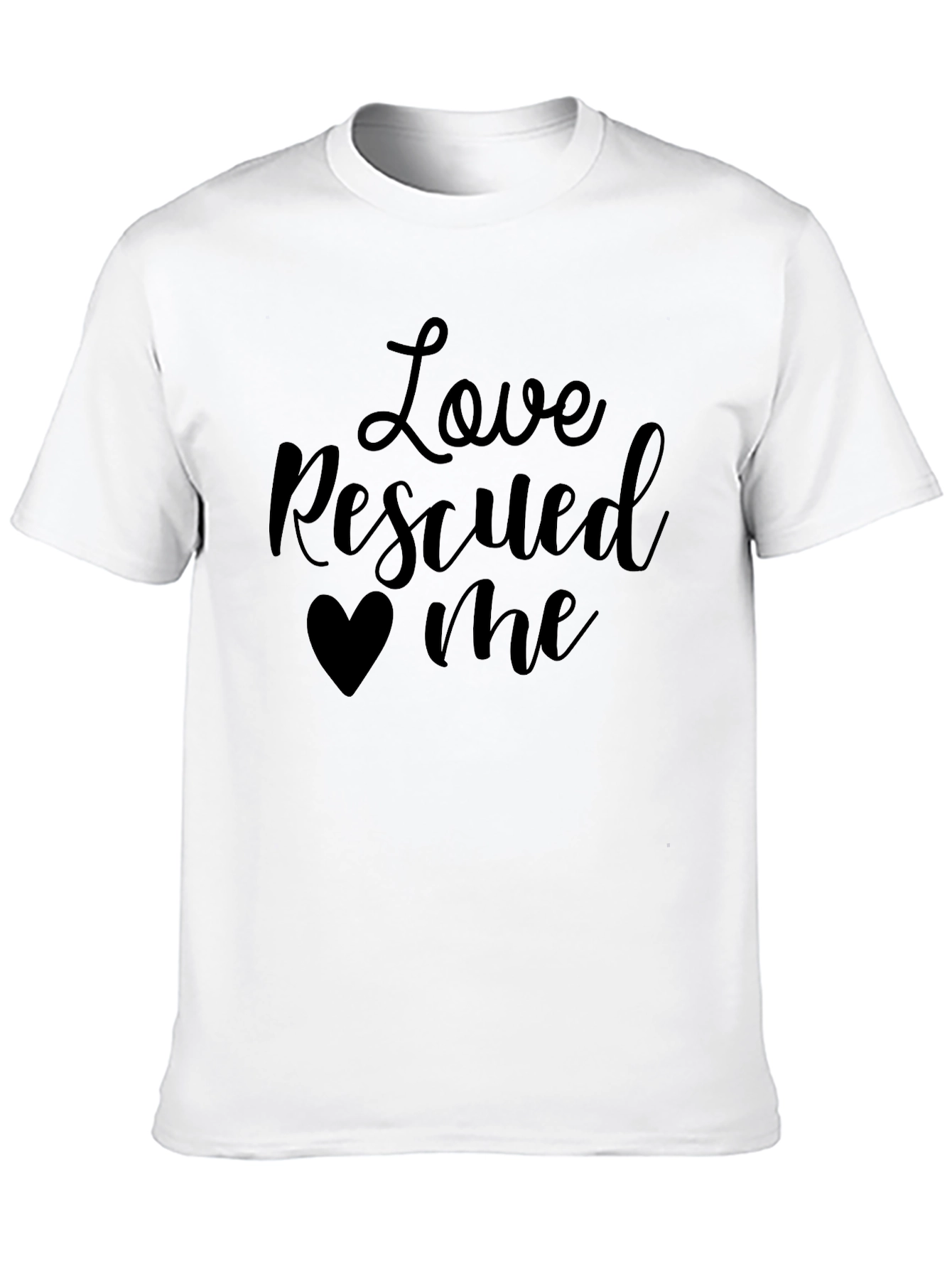 Black Love Rescued Me T-Shirt Black Cotton Casual Wear view 10