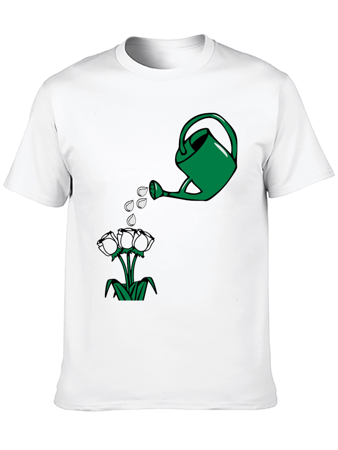 Black Watering Can & Flowers Graphic T-Shirt view 10