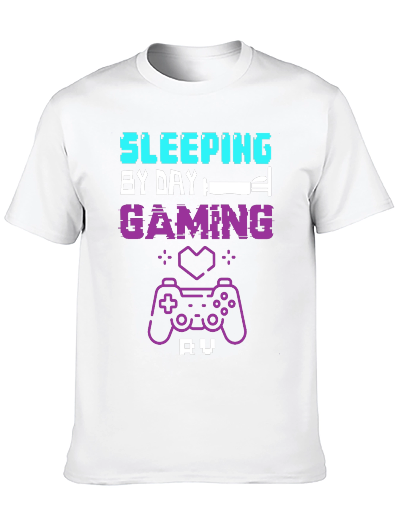 Black Gamer T-Shirt: Sleeping by Day, Gaming by Night view 10