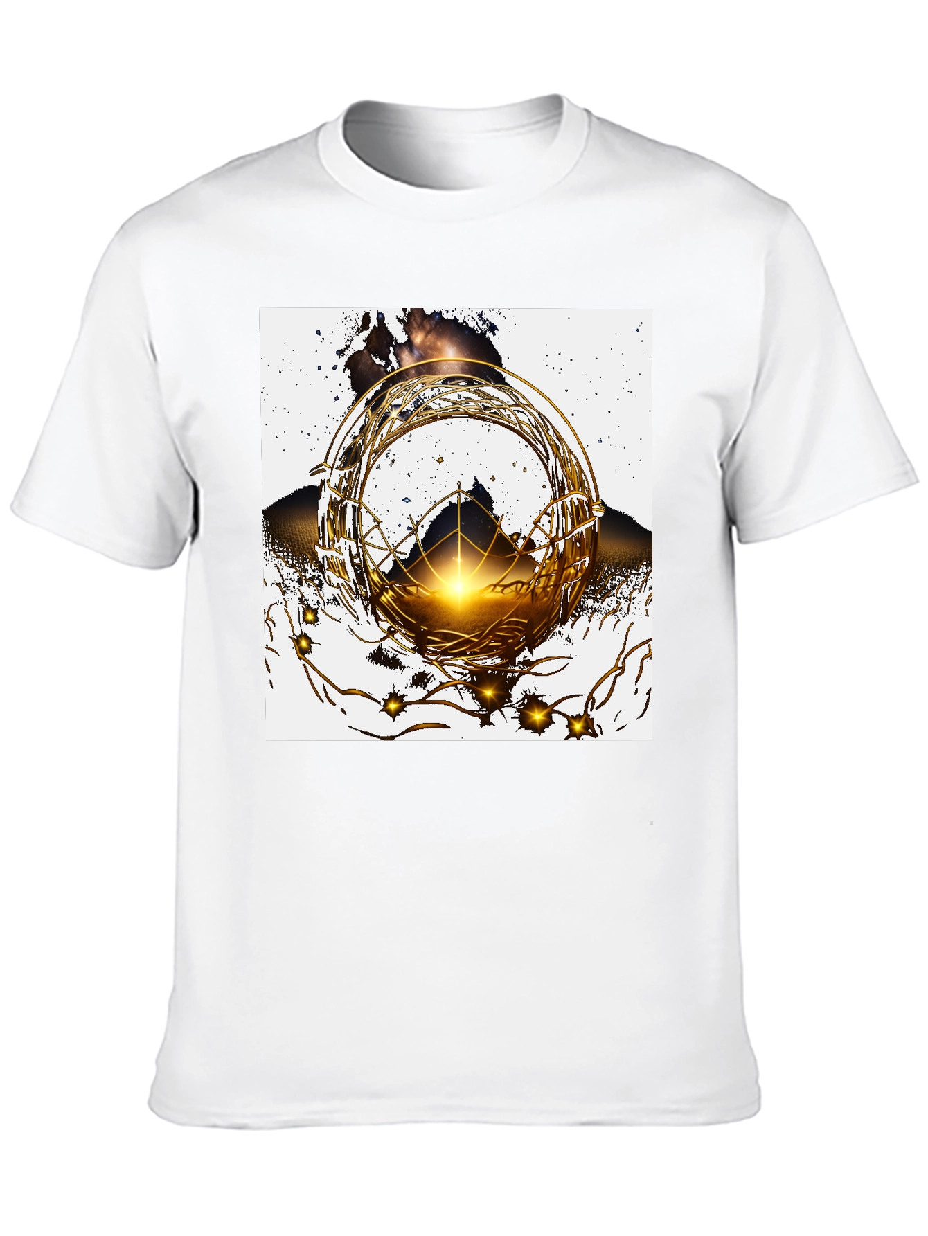 Black Geometric Gold Design Black T-Shirt view 10