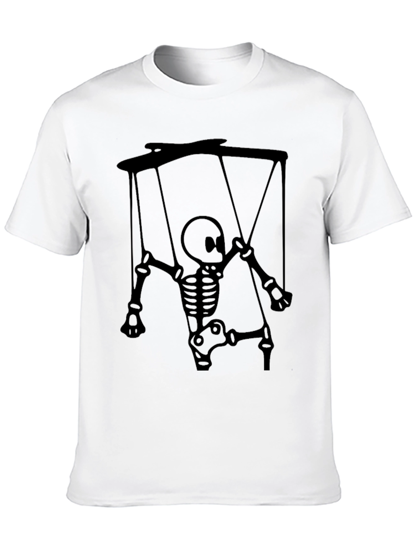 Black Skeleton Puppet Graphic Tee - Unique Halloween Shirt view 10