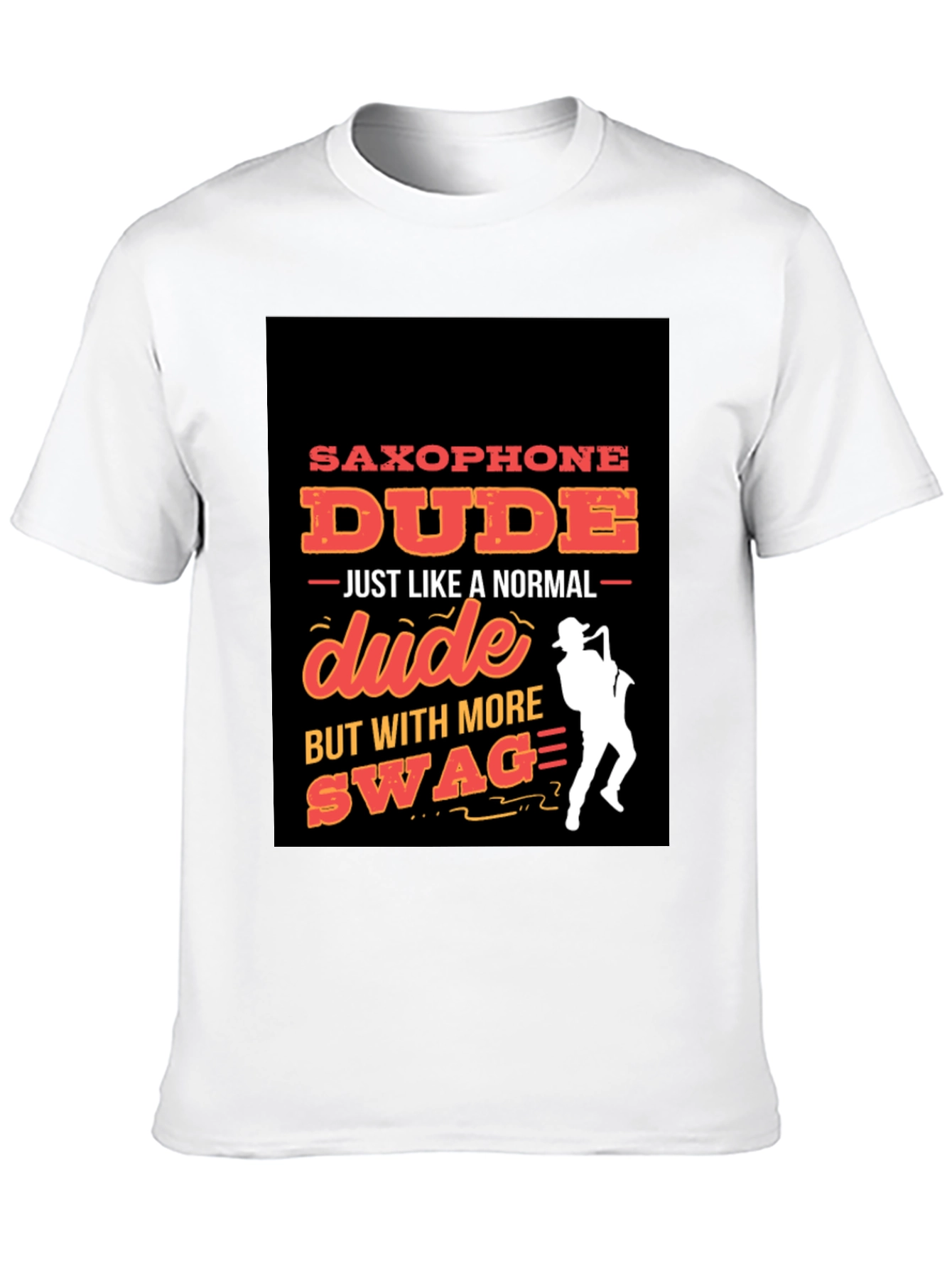 Black Saxophone Dude Graphic T-Shirt - Swag Style! view 10