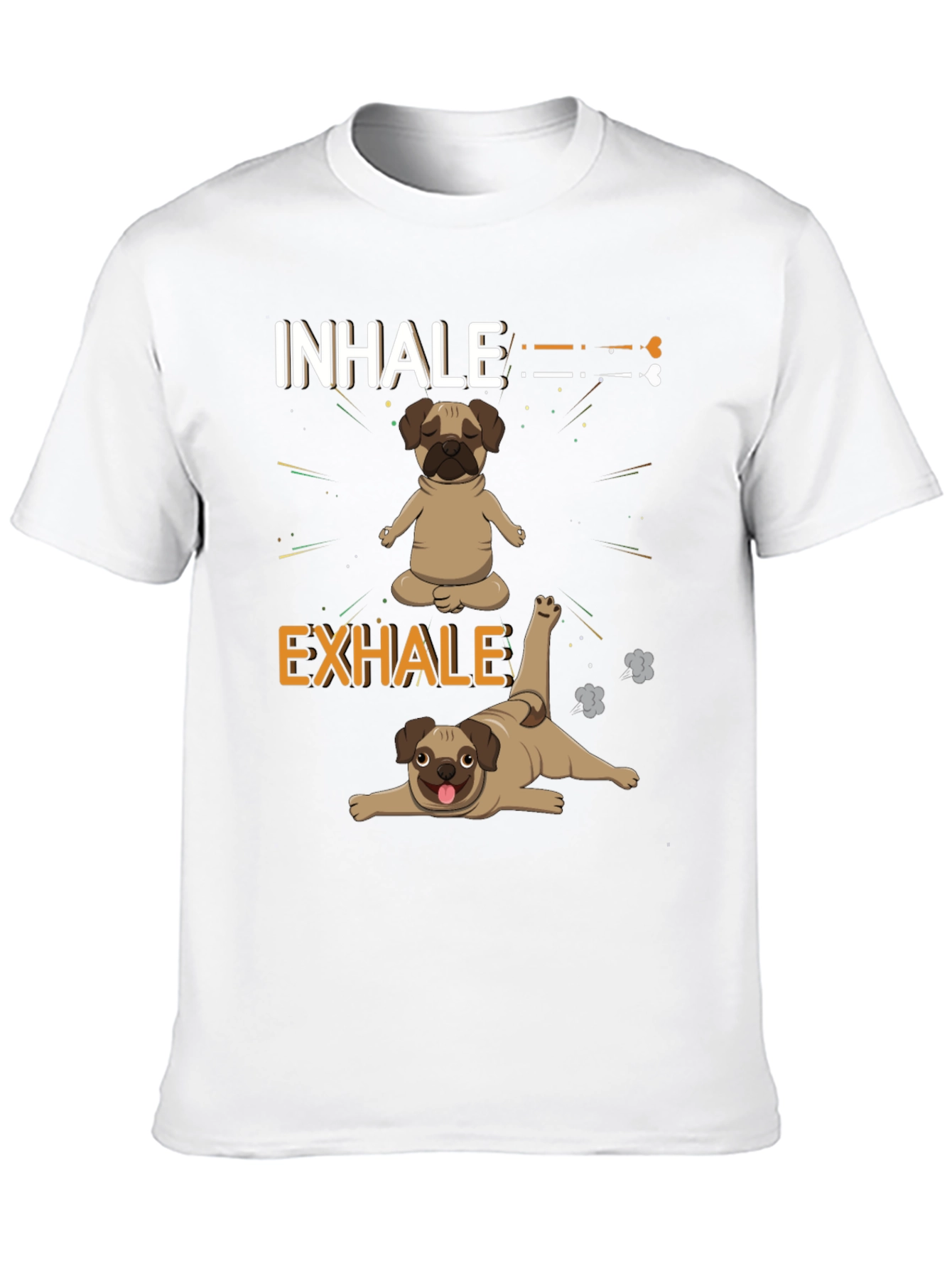Black Yoga Pug T-Shirt: Inhale Exhale Funny Dog Tee view 10