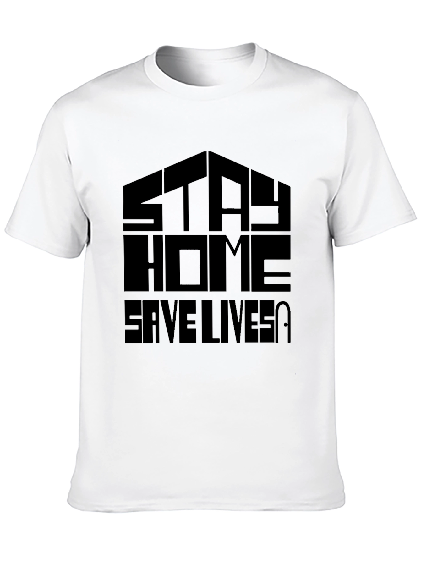 Black Stay Home Save Lives Graphic Tee - Unisex Black T-Shirt view 10