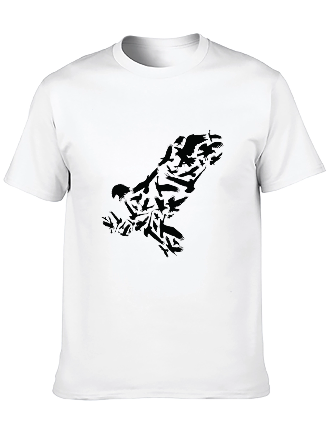 Black Raven Flock Silhouette Black T-Shirt view 10