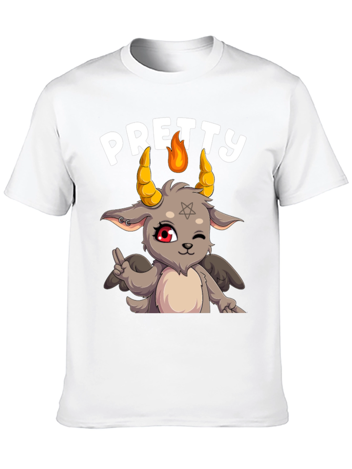 Black Pretty Baphomet Graphic Tee - Cute Satanic Goat T-Shirt view 10