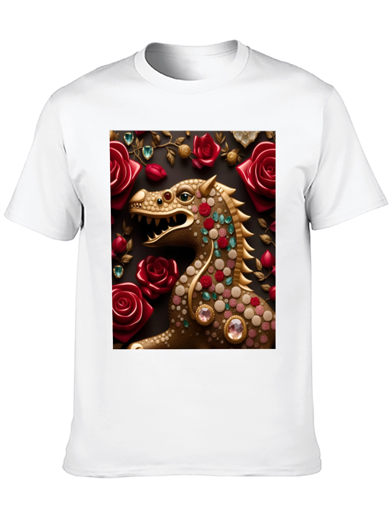 Black Dragon and Roses Graphic T-Shirt view 10