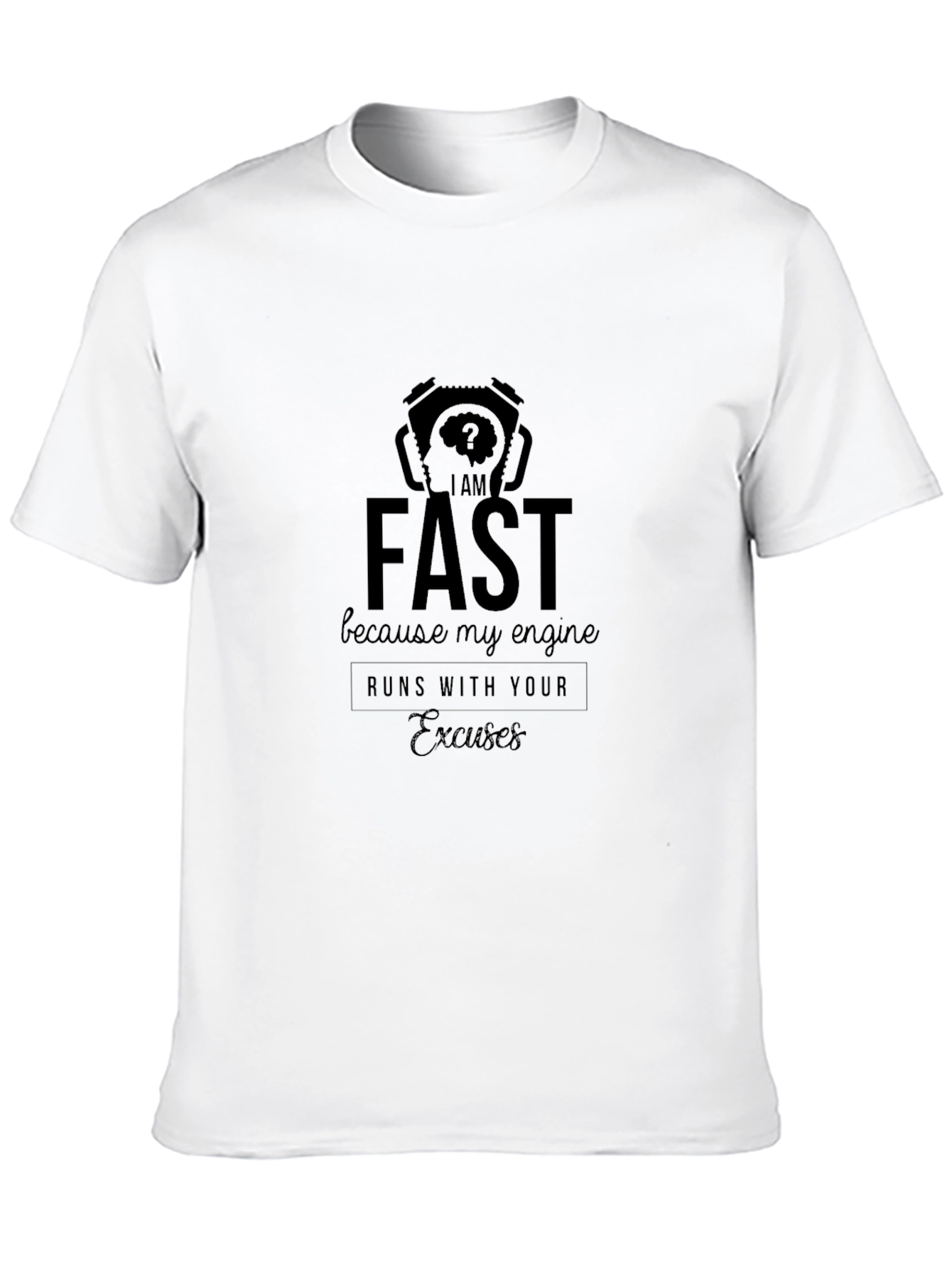 Black I am Fast Engine Humor T-Shirt view 10