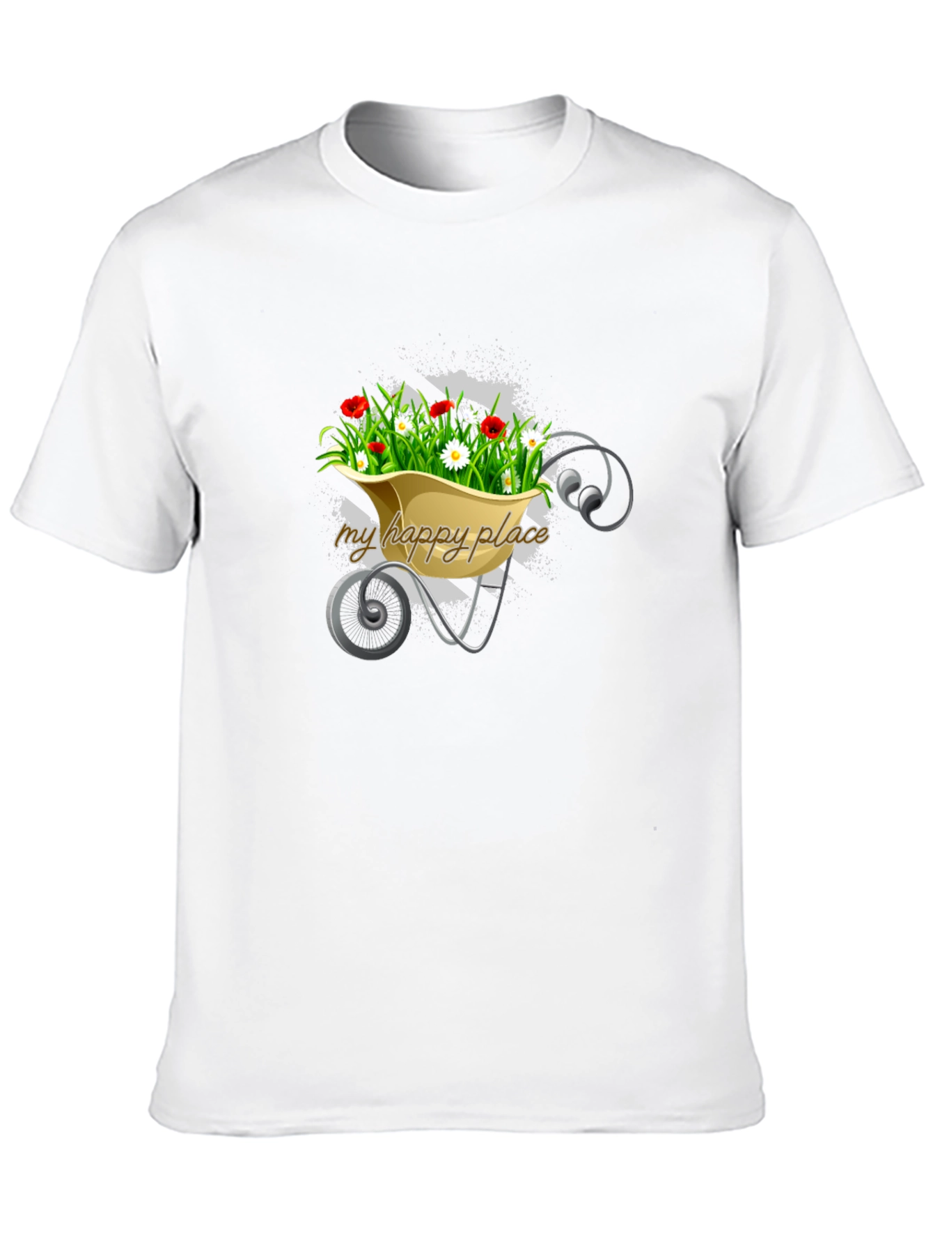 Black My Happy Place Floral Wheelbarrow Graphic Tee view 10
