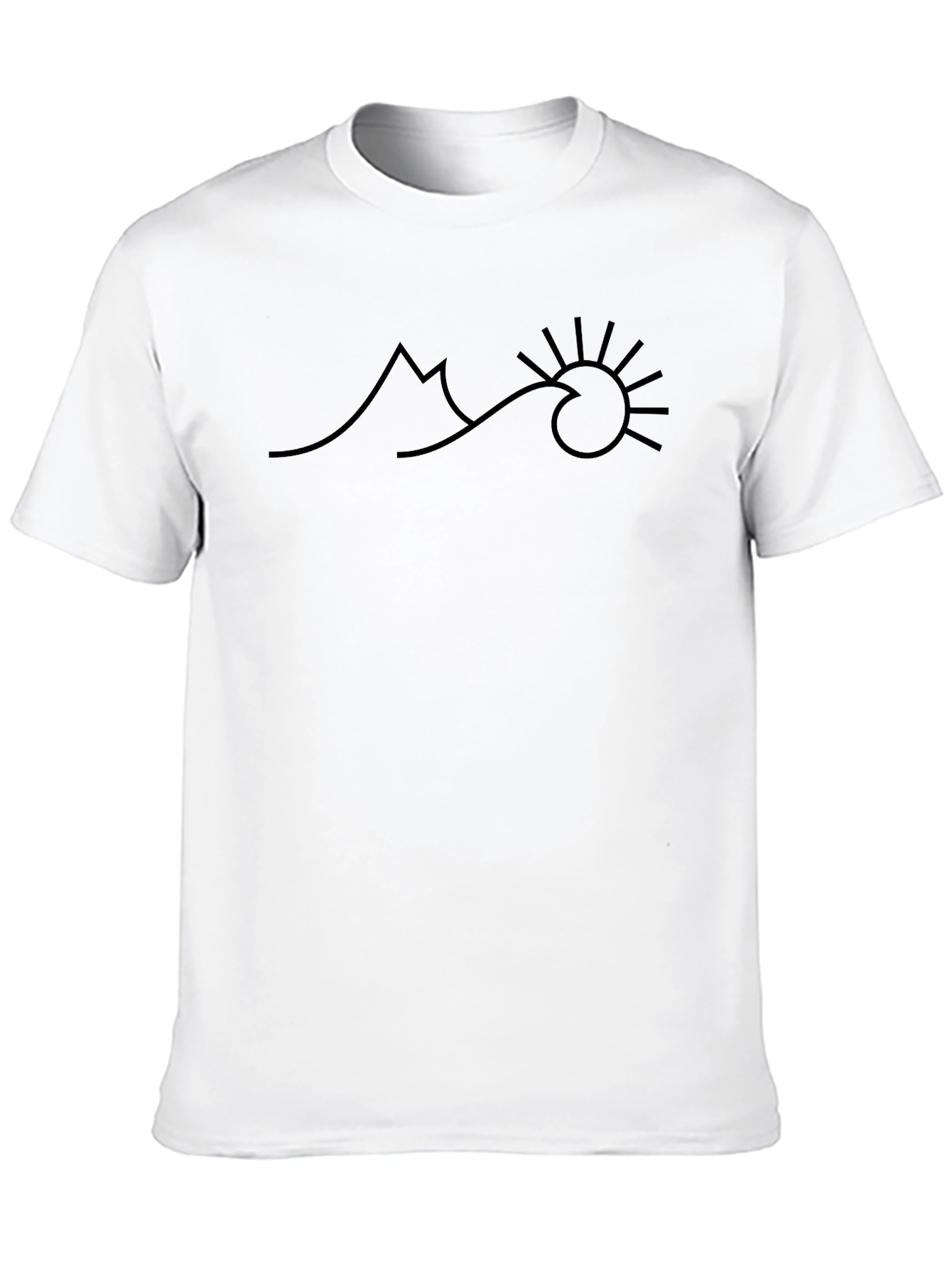 Black Minimalist Mountain & Sun Graphic Tee - Black view 10