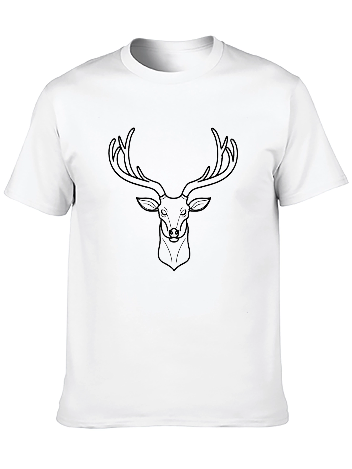 Black Men's Black T-Shirt with Deer Graphic view 10