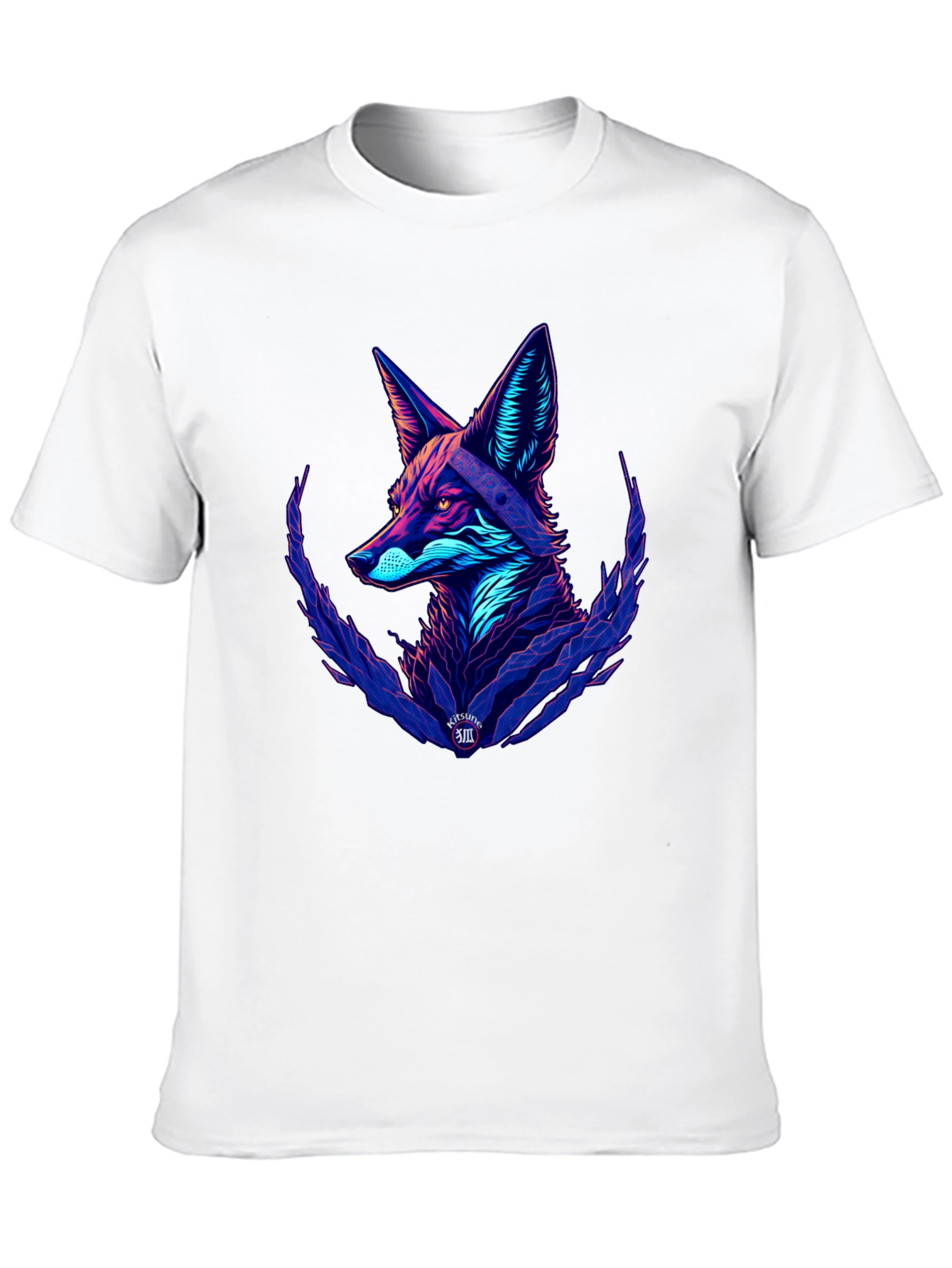 Black Neon Fox Graphic Black T-Shirt view 10