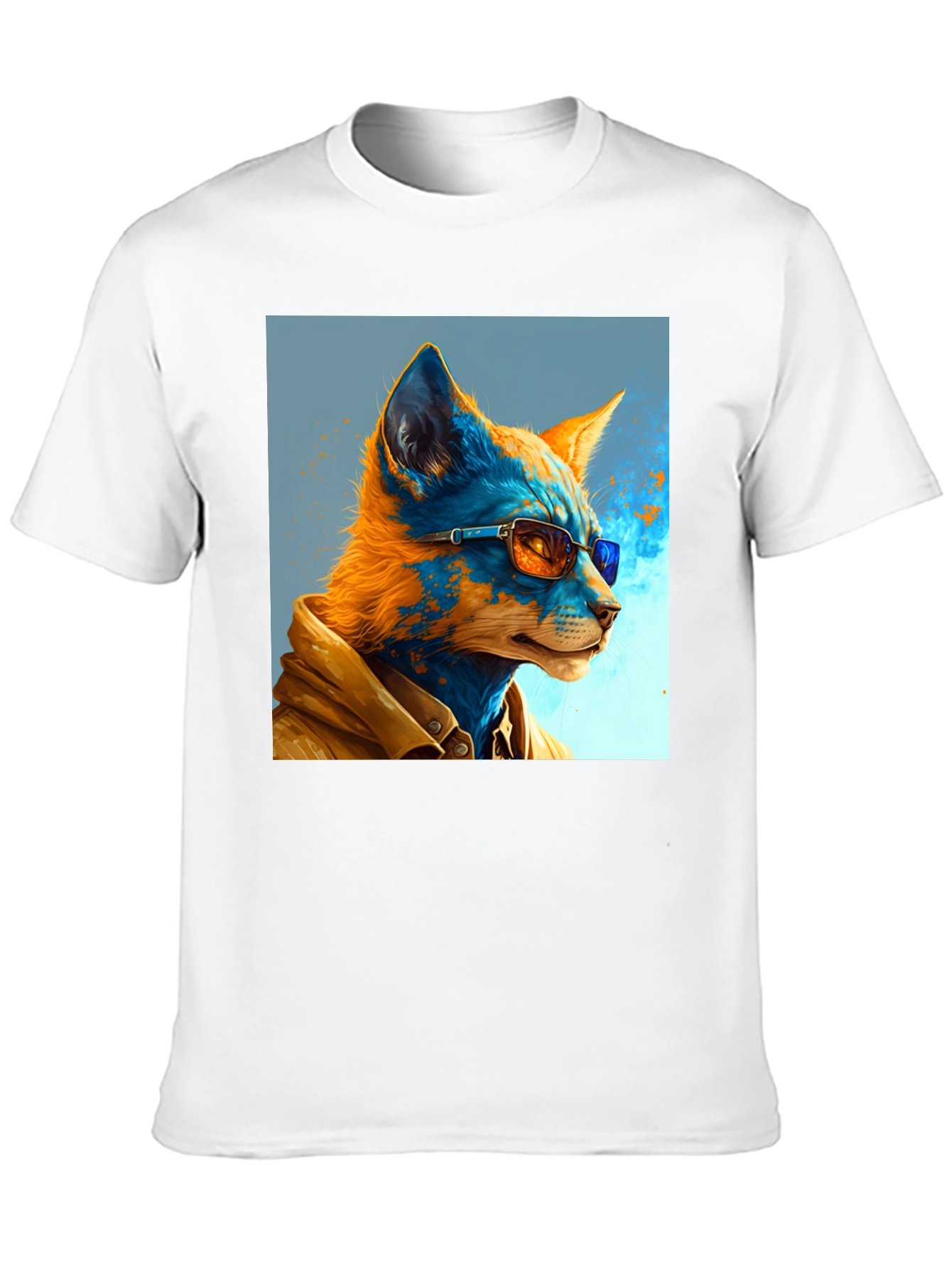 Black Stylish Fox Art Graphic Tee - Unisex Black T-Shirt view 10