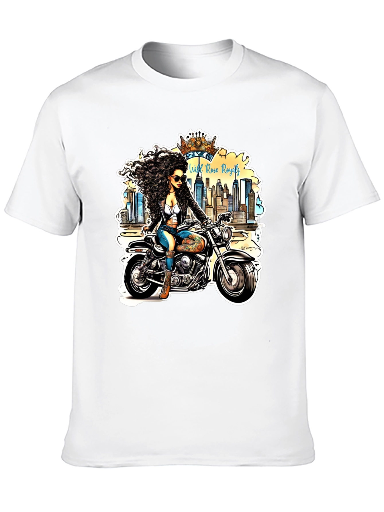 Black Wild Rose Royals Biker T-Shirt view 10