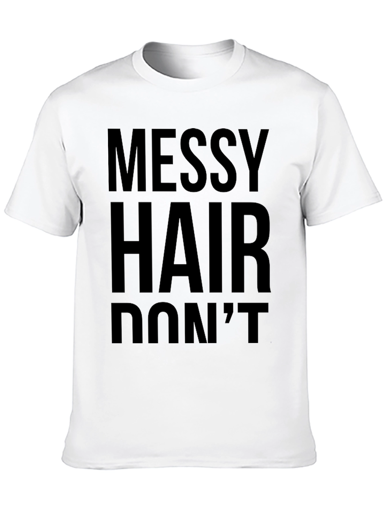 Black Messy Hair Don't Care Graphic Tee - Classic Black T-Shirt view 10