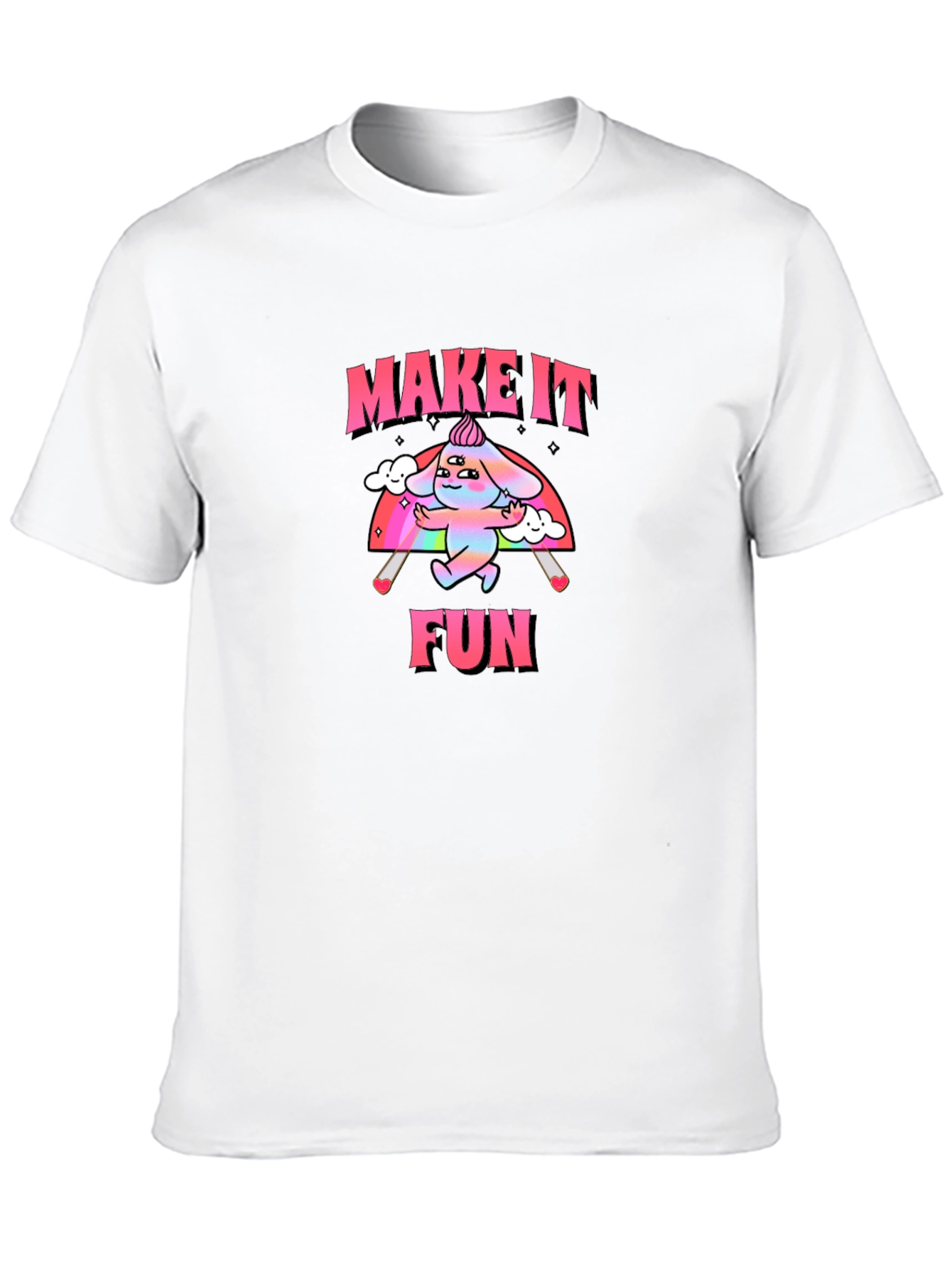 Black Make It Fun Graphic Tee - Trendy Rainbow Cartoon Design view 10