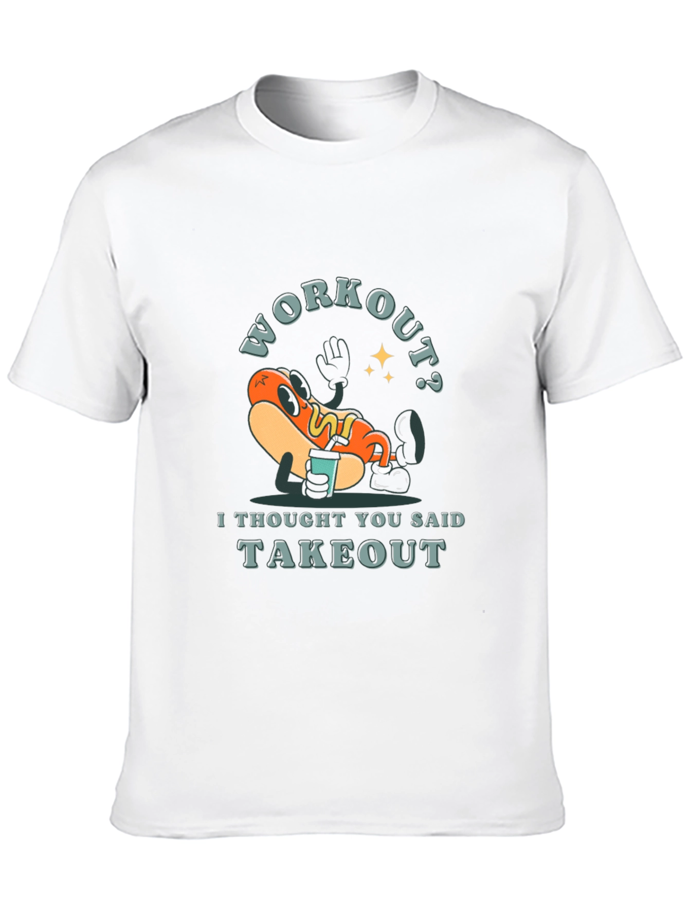 Black Workout? Takeout Hotdog Graphic T-Shirt view 10