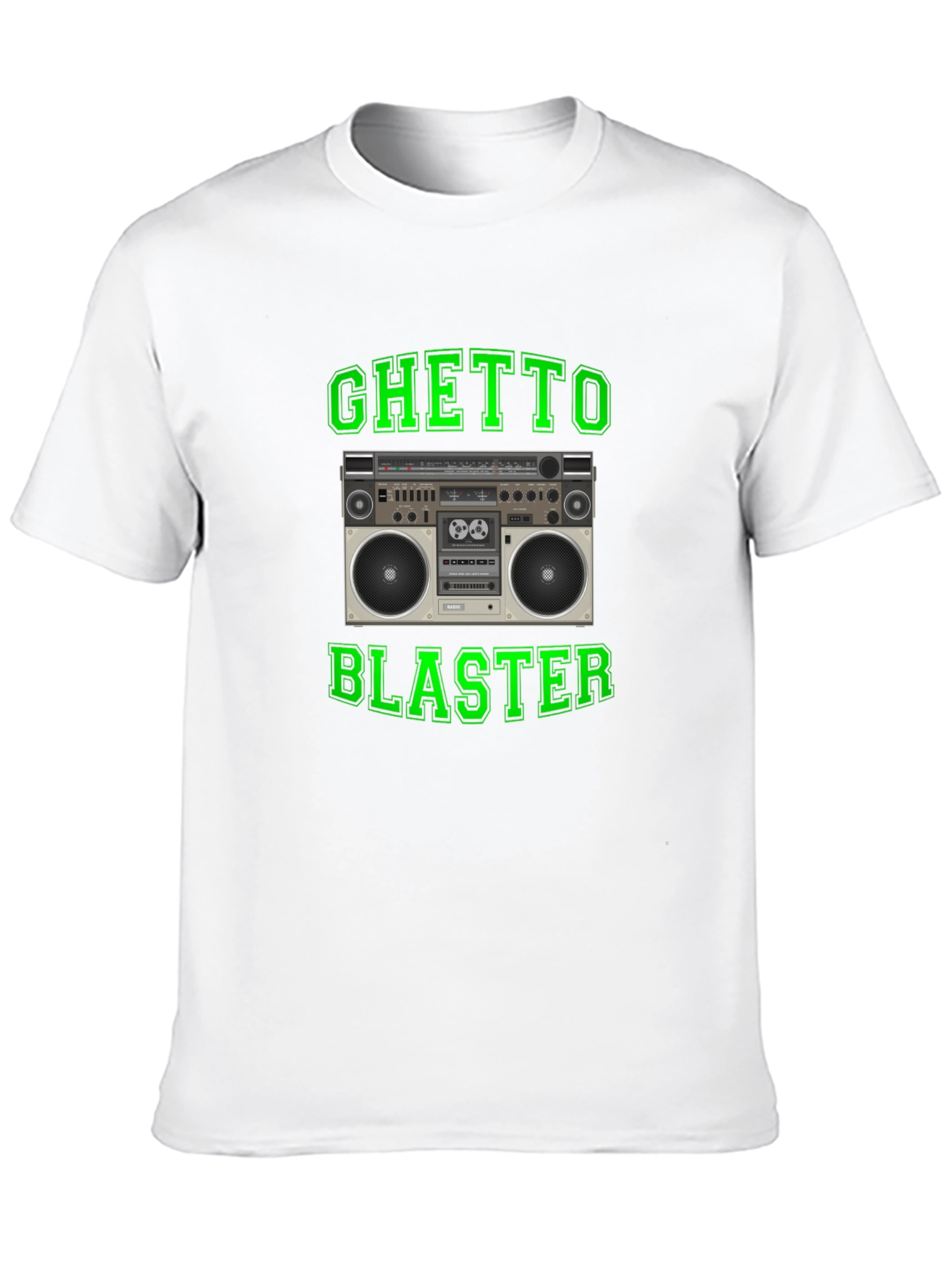 Black Ghetto Blaster Retro Boombox Graphic T-Shirt view 10