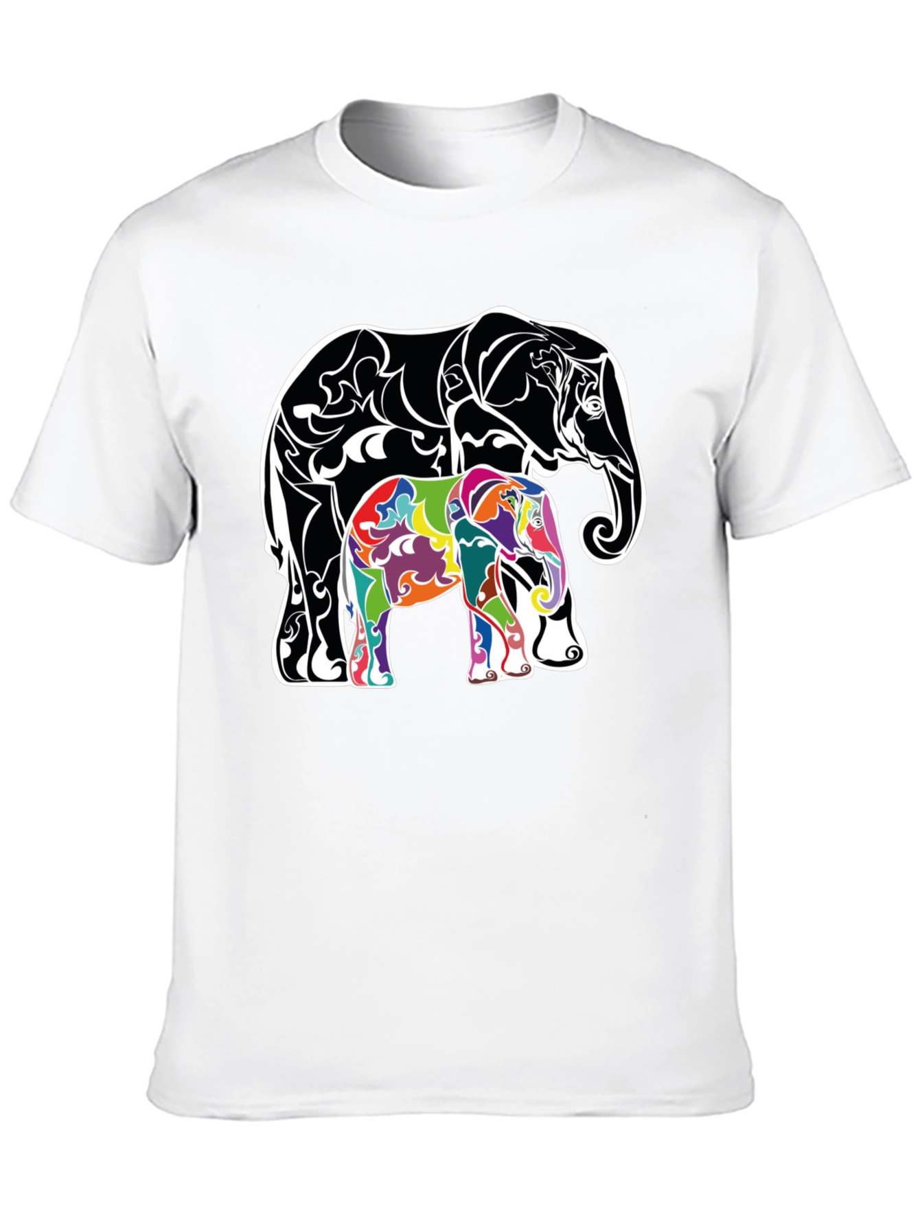Black Elephant Graphic Print Tee - Stylish Animal Design T-Shirt view 10