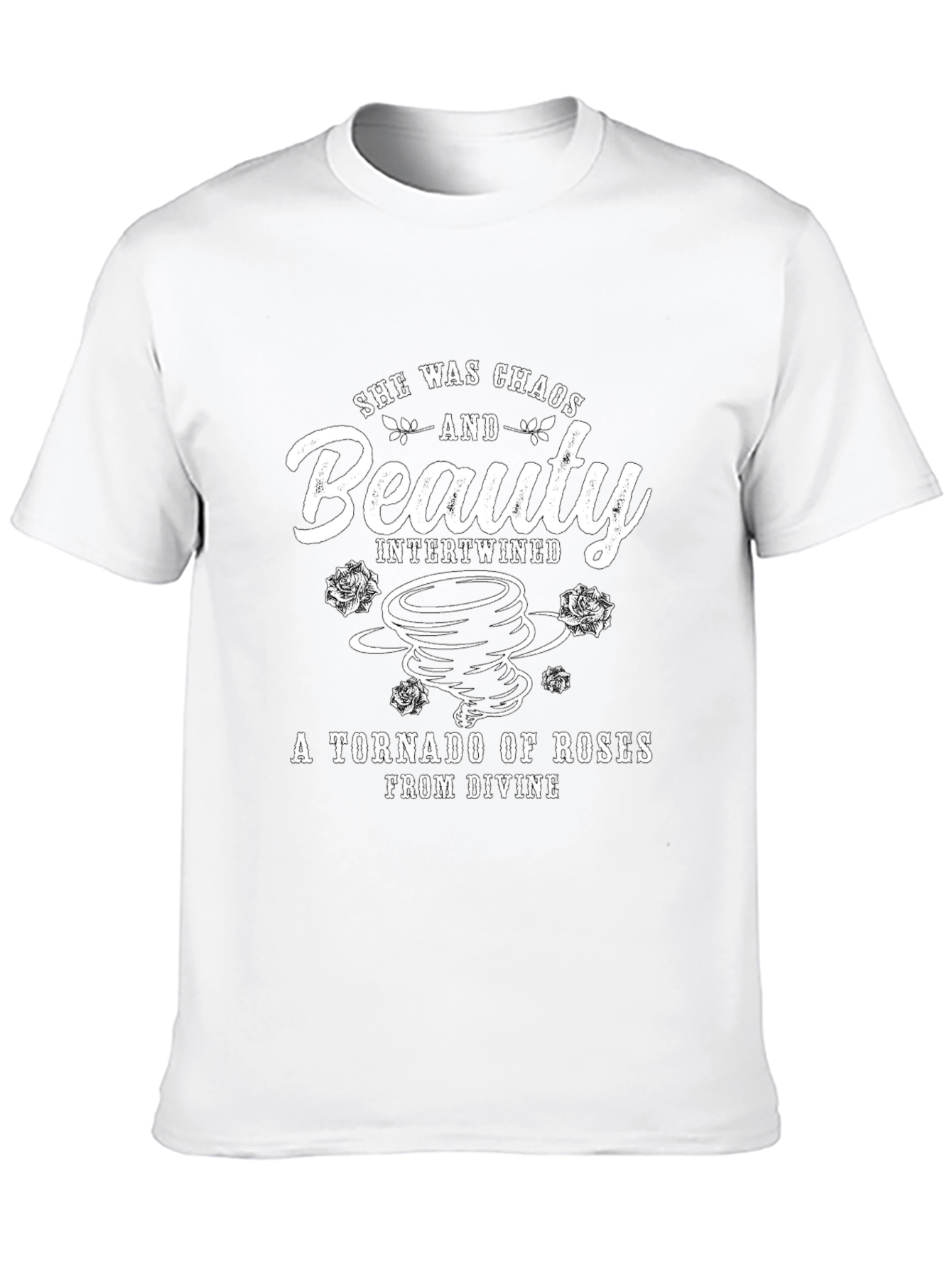 Black Chaos and Beauty Graphic Tee - Tornado of Roses Design view 10