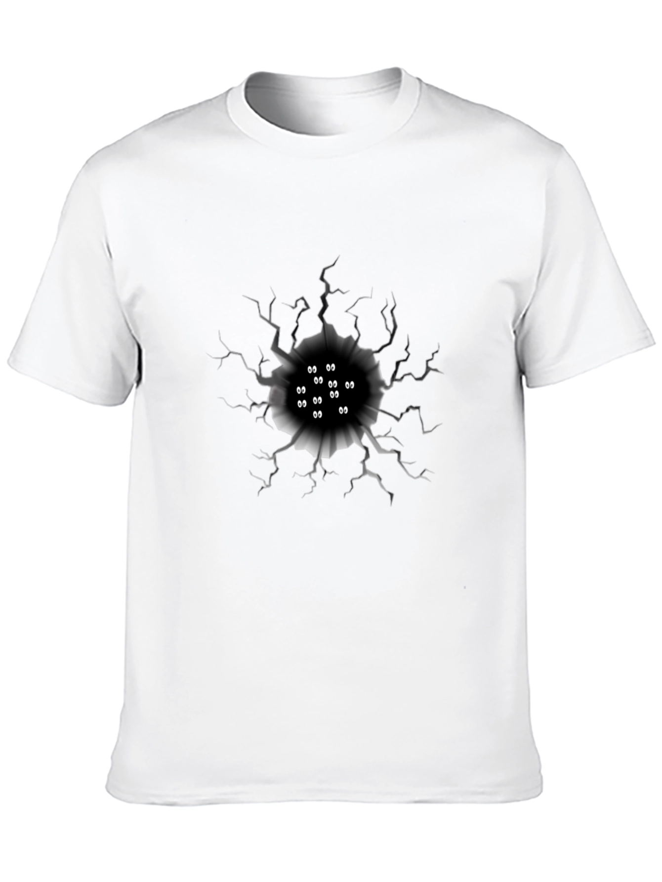 Black Mysterious Eye Hole Graphic T-Shirt view 10