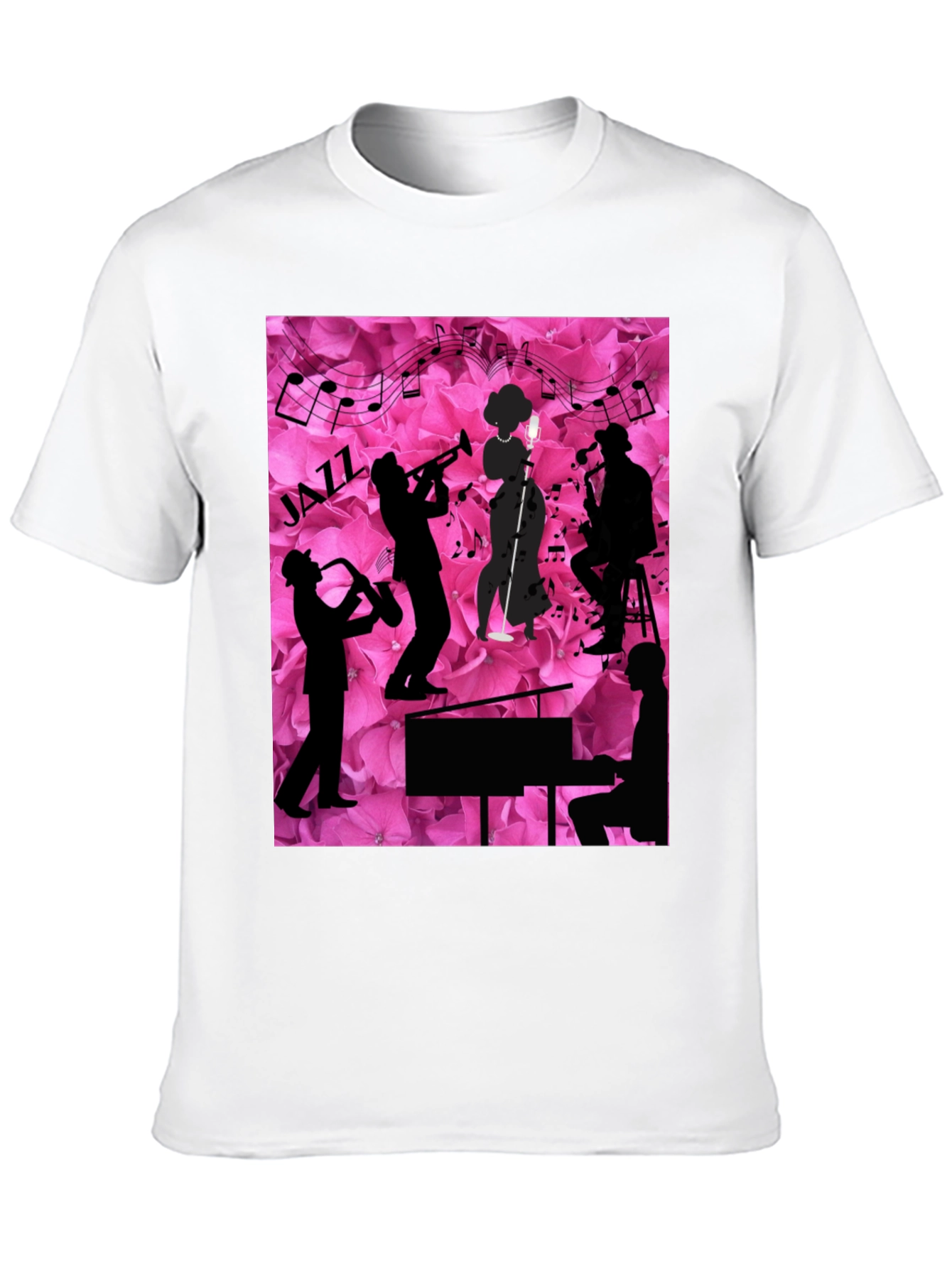Black Jazzy Floral T-Shirt - Music Lover's Tee view 10