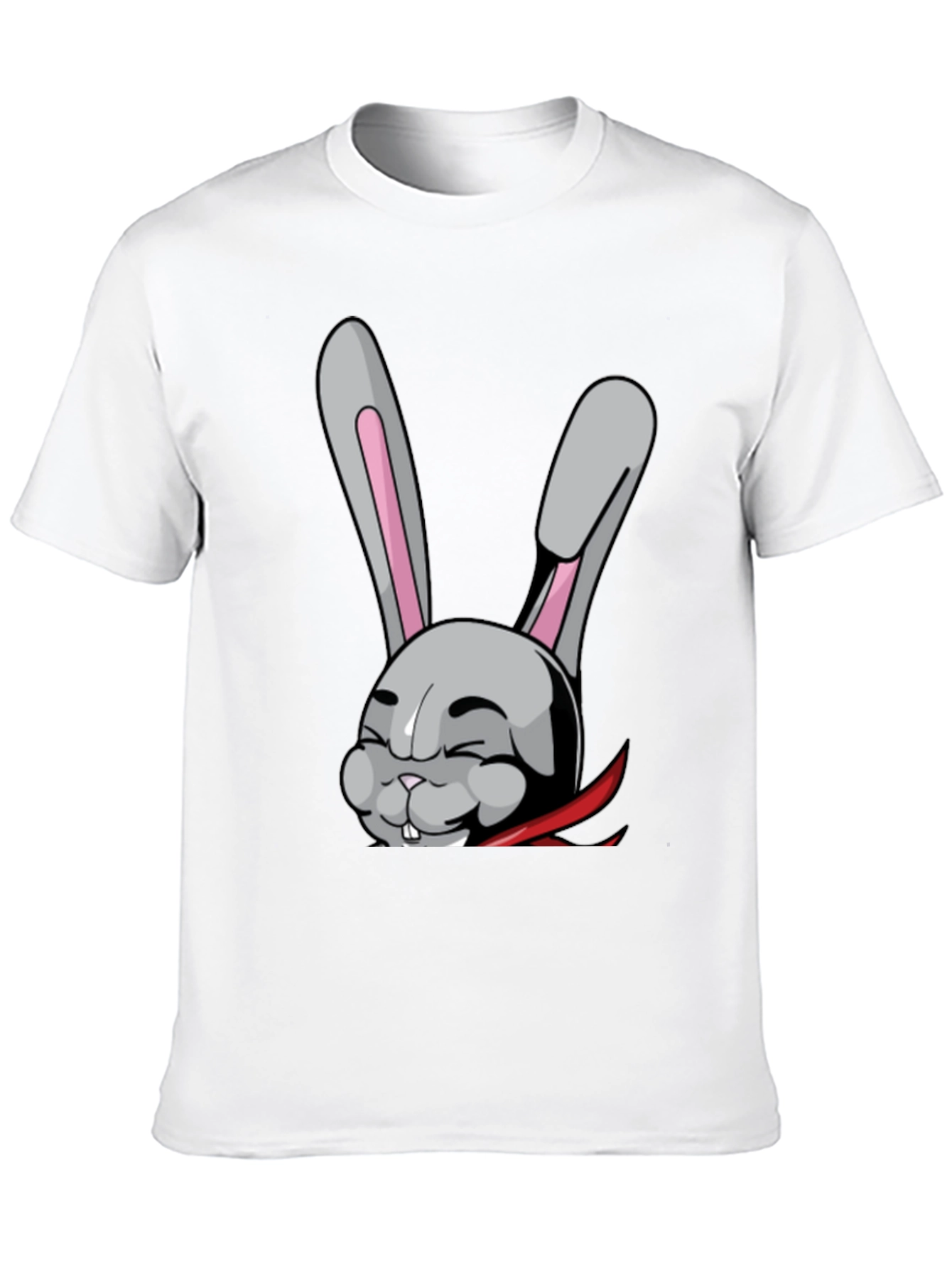 Black Black T-Shirt with Funny Cartoon Rabbit Design view 10
