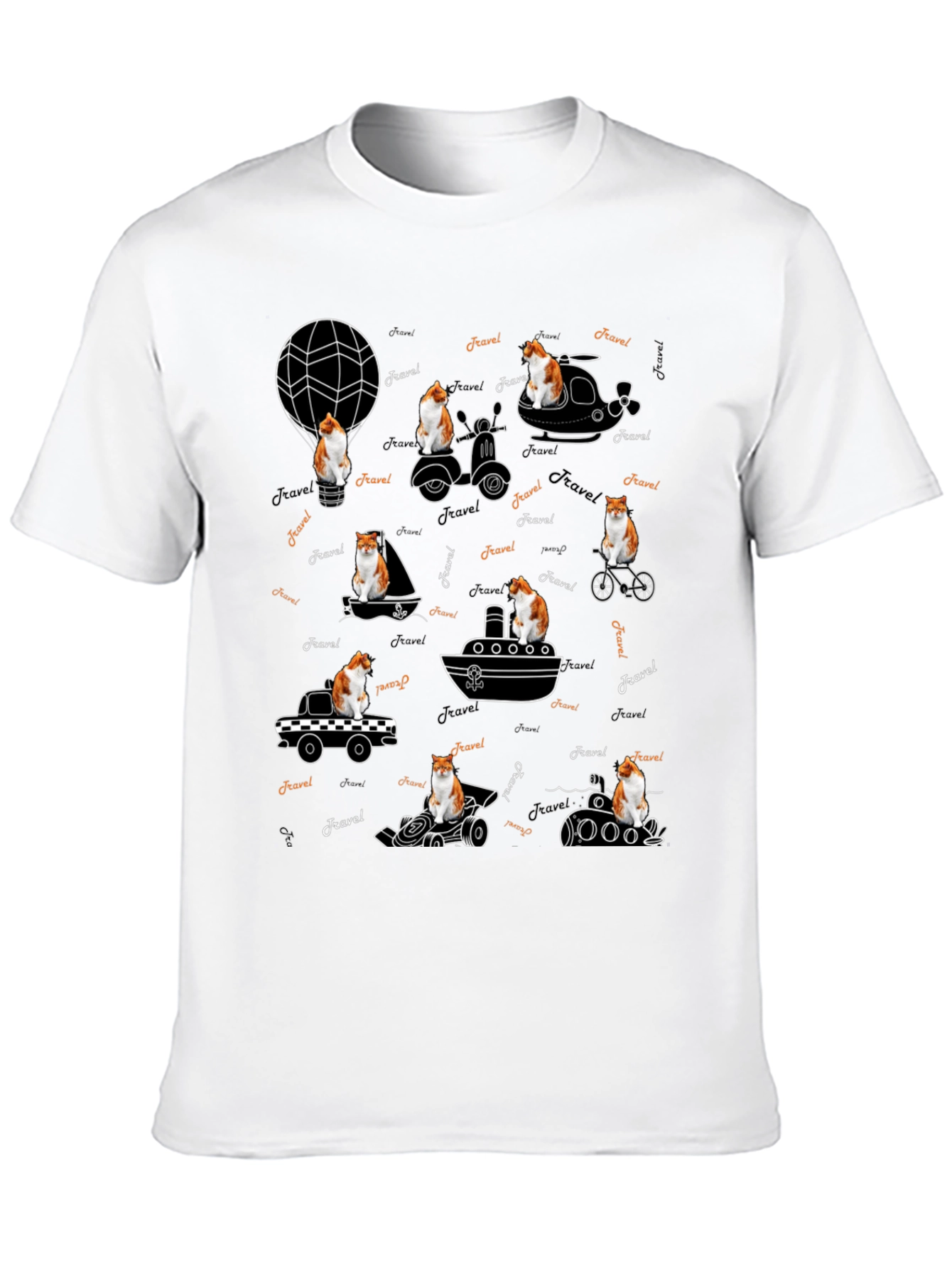 Black Travel Cat Graphic T-Shirt view 10