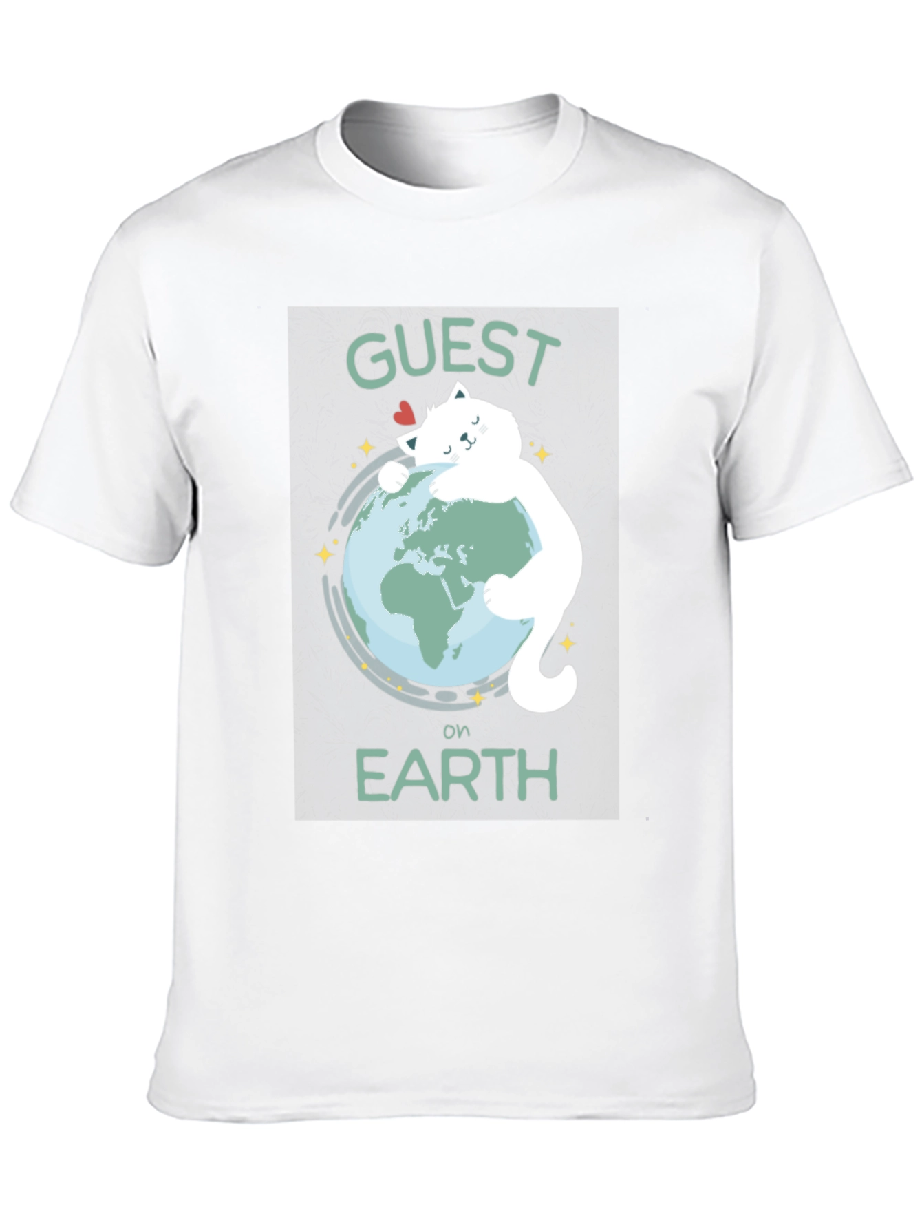 Guest on Earth T-Shirt - Cat Hugging Globe Tee - 10