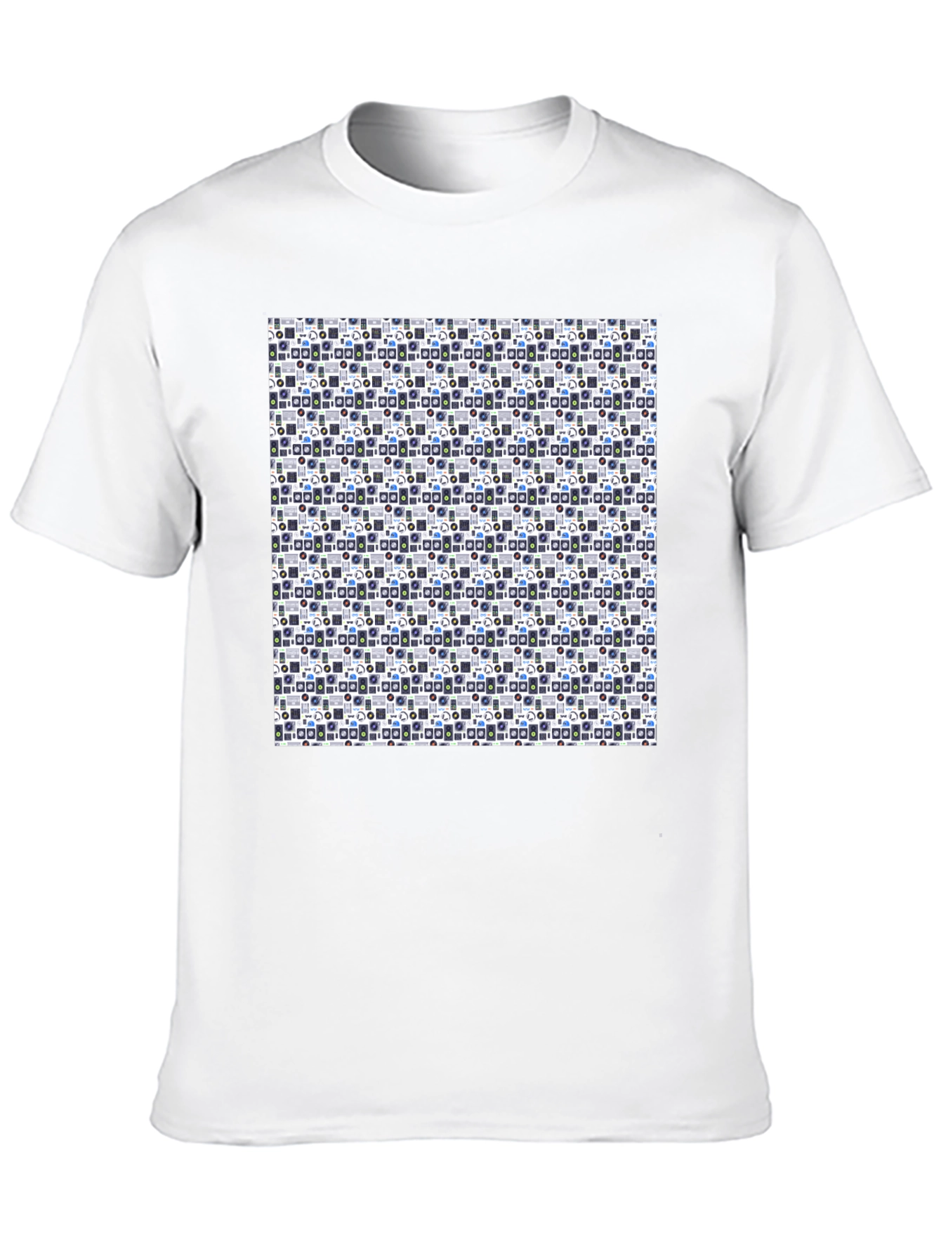 Black Retro Geometric Pattern Black T-Shirt view 10