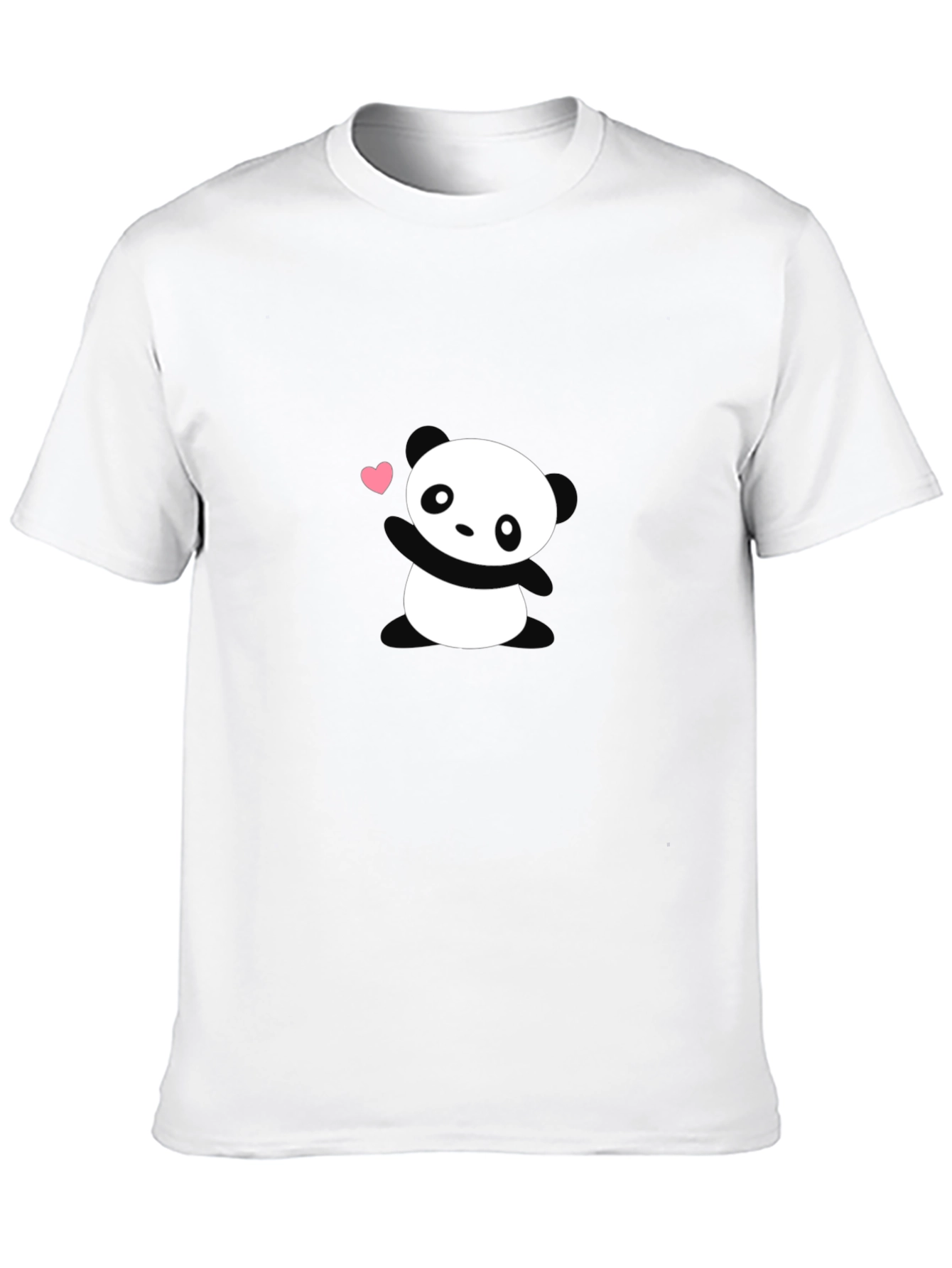 Black Cute Panda Heart Graphic Black T-Shirt view 10