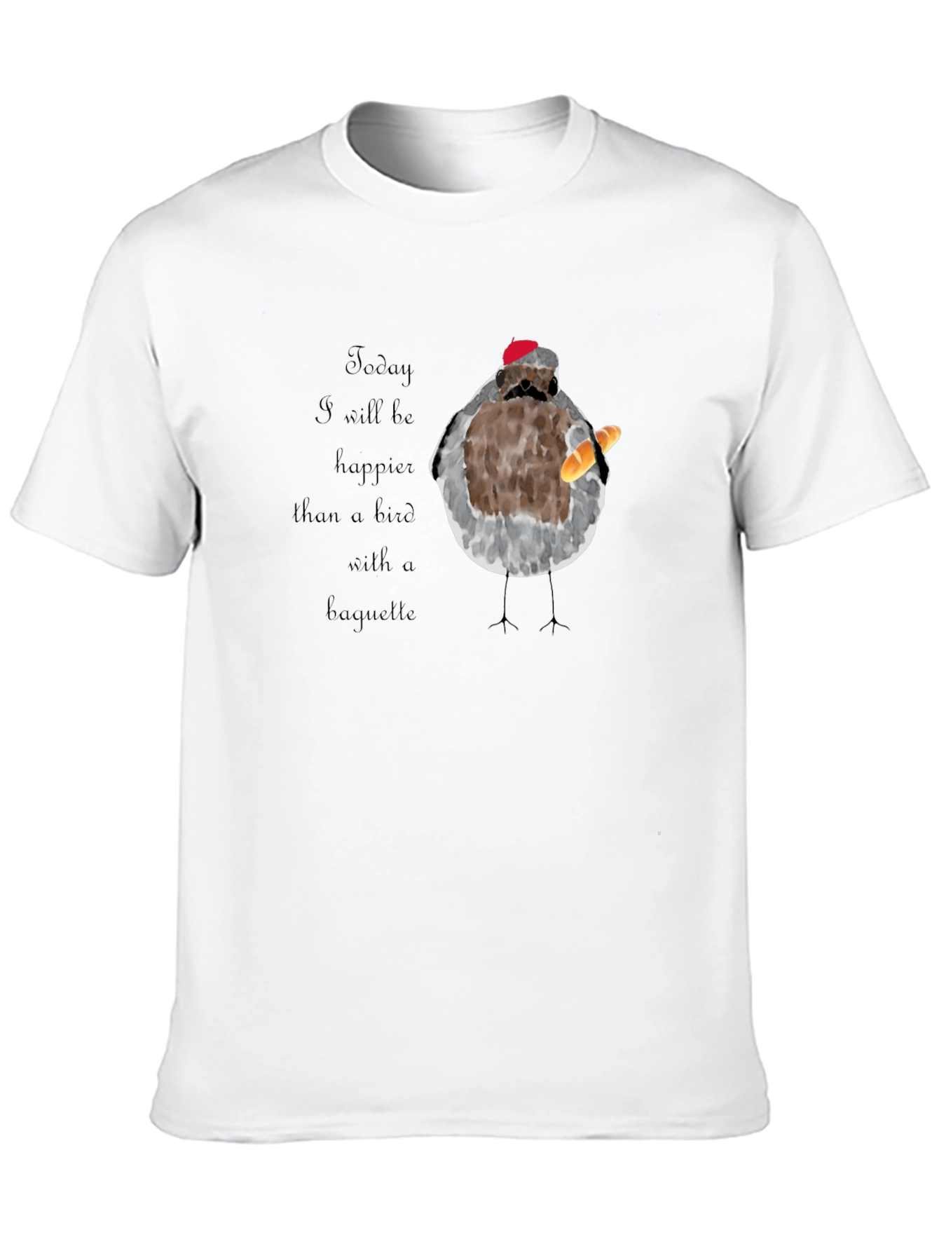 Black Bird with Baguette Graphic T-Shirt view 10