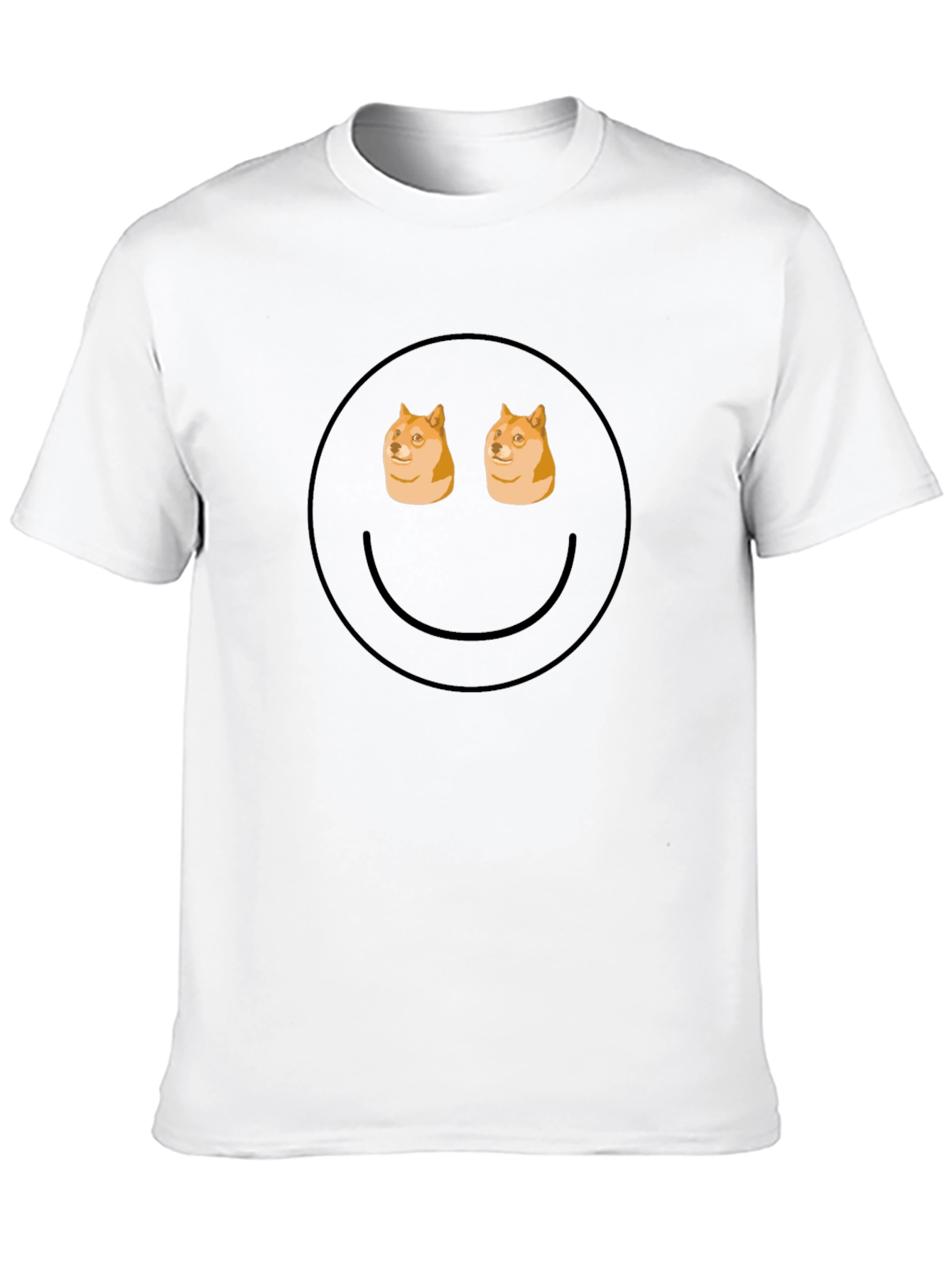 Black Doge Eyes Smiley Face Black T-Shirt view 10