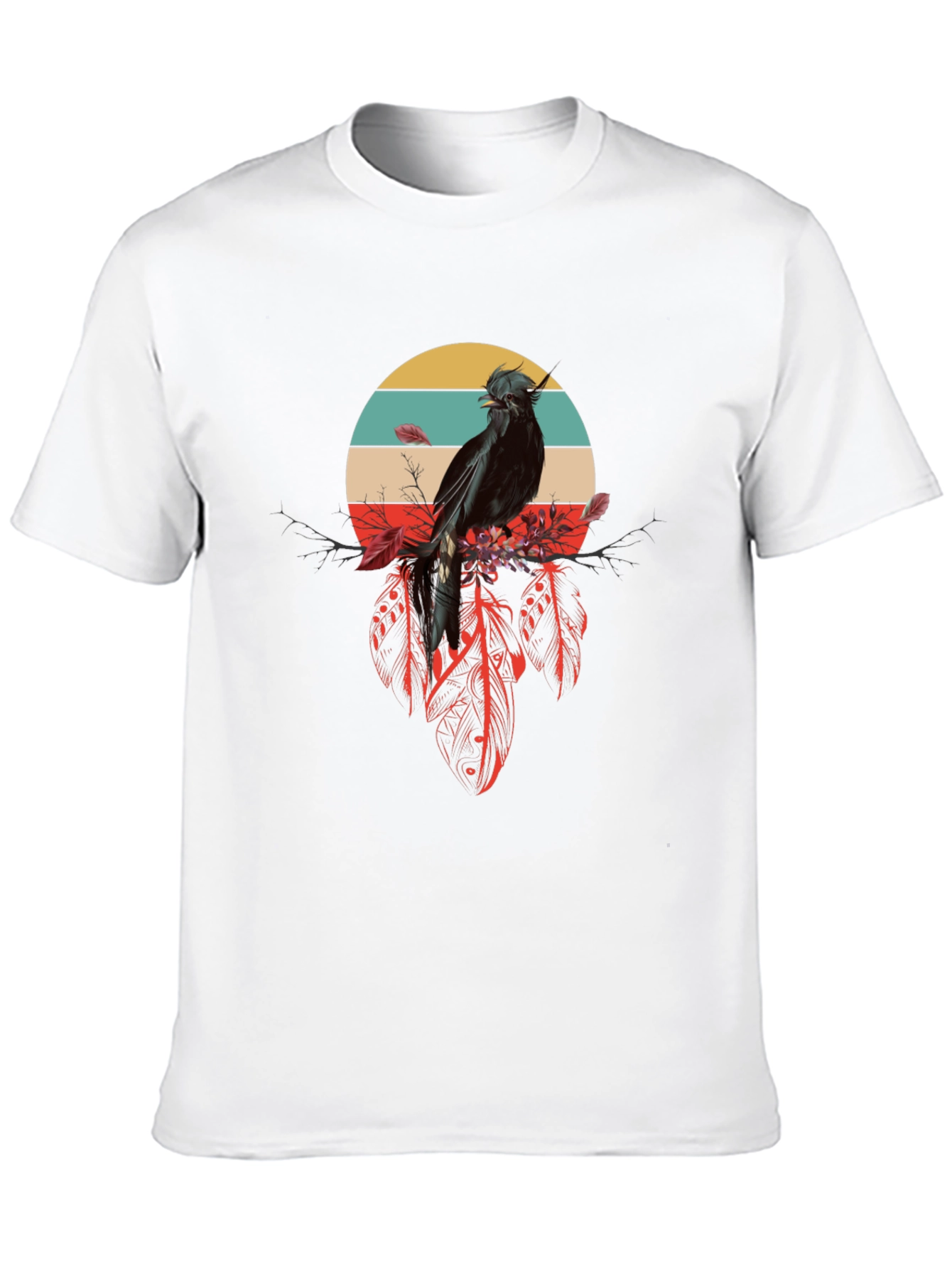 Black Raven Feather Dream T-Shirt - Retro Bird Design view 10
