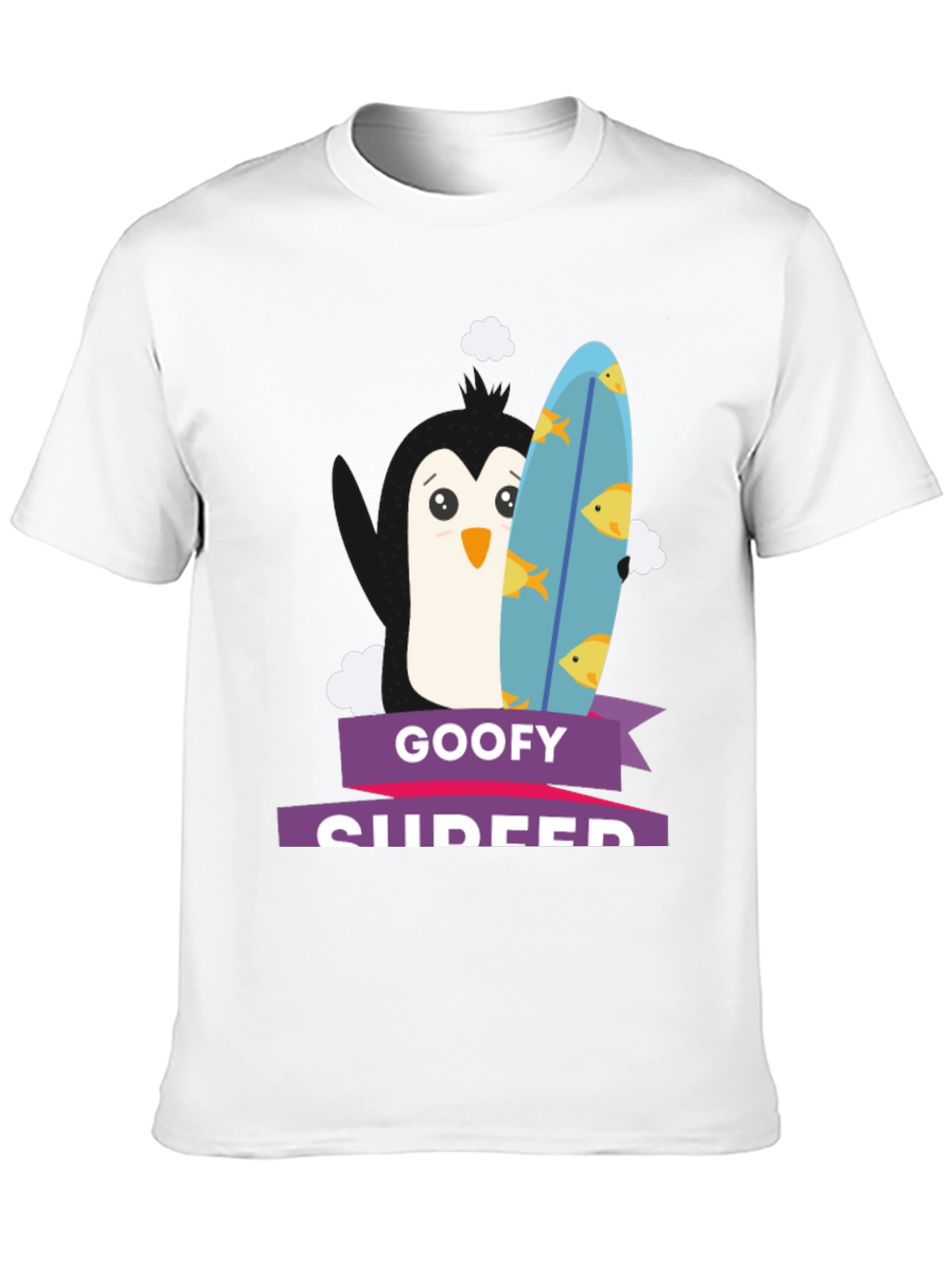 Goofy Surfer Penguin Graphic Tee - Black - 10