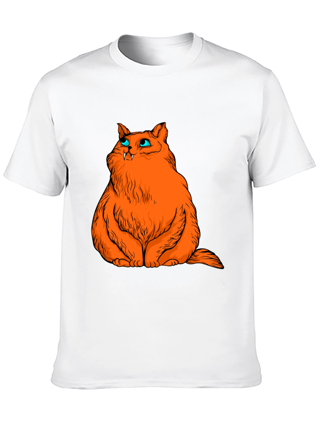 Black Orange Cat Graphic Tee - Black Cotton T-Shirt view 10