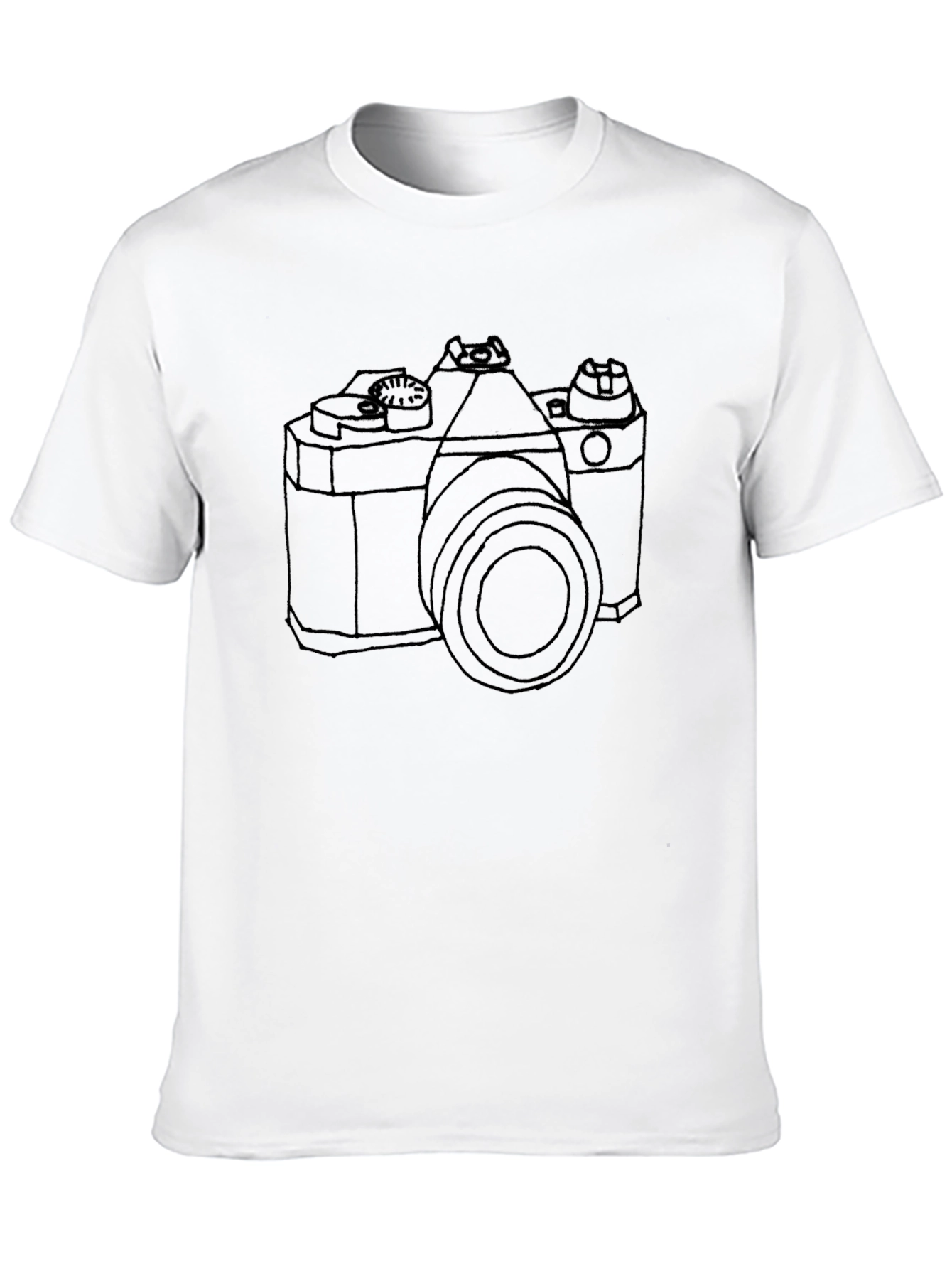 Black Retro Camera Outline T-Shirt - Black view 10