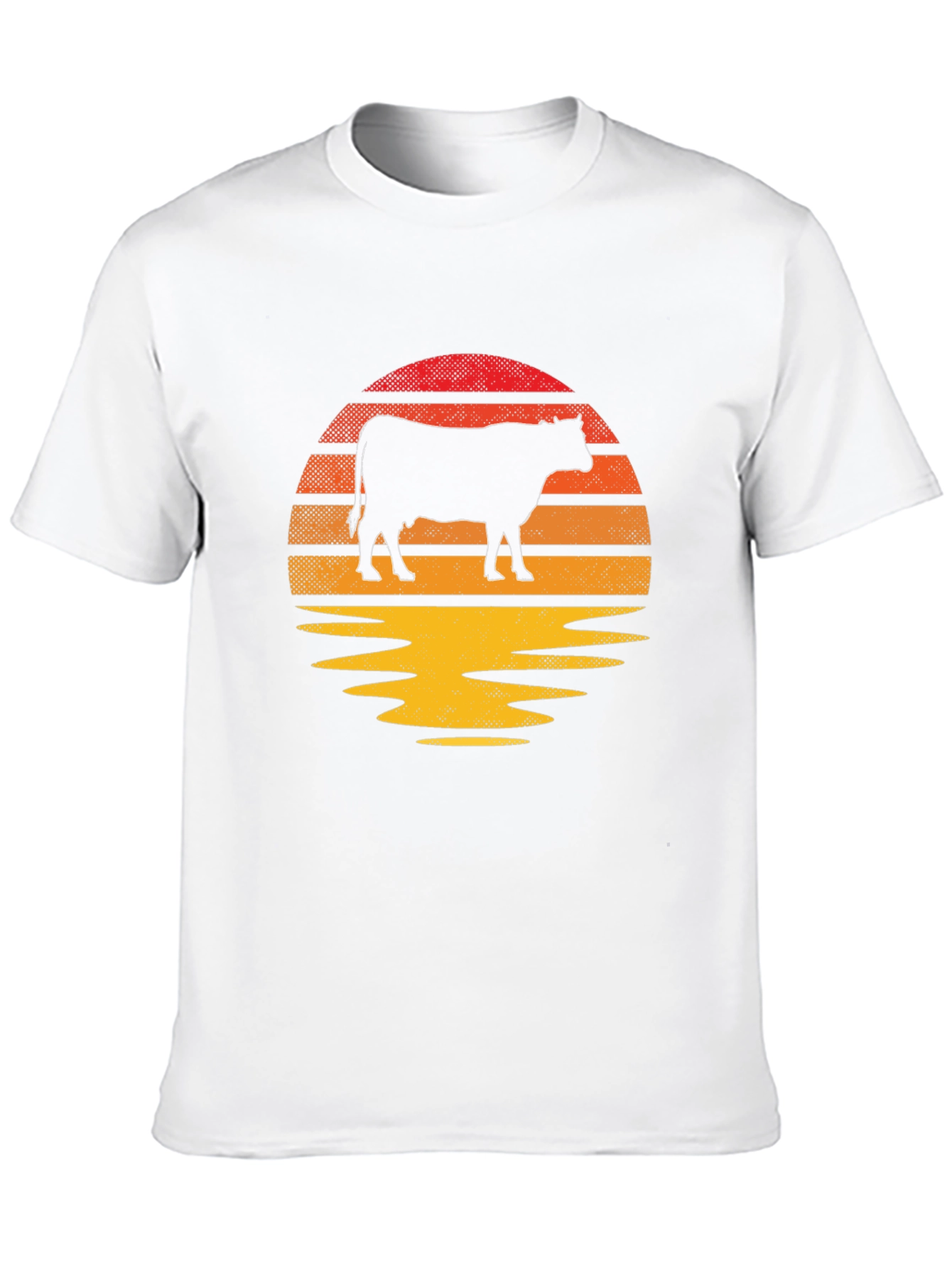 Black Retro Cow Sunset Graphic T-Shirt view 10