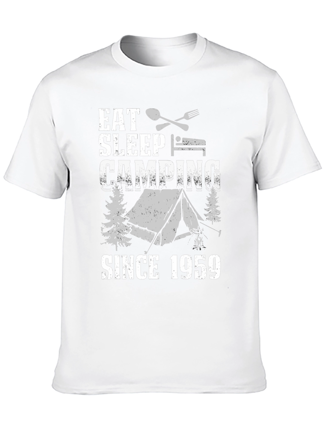 Black Eat Sleep Camping Since 1959 T-Shirt view 10