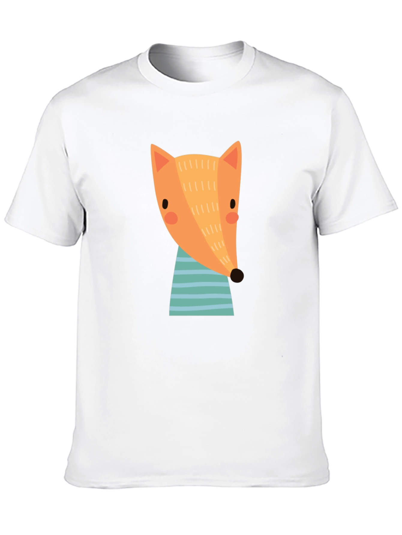 Black Cartoon Fox Graphic T-Shirt - Black Crew Neck view 10