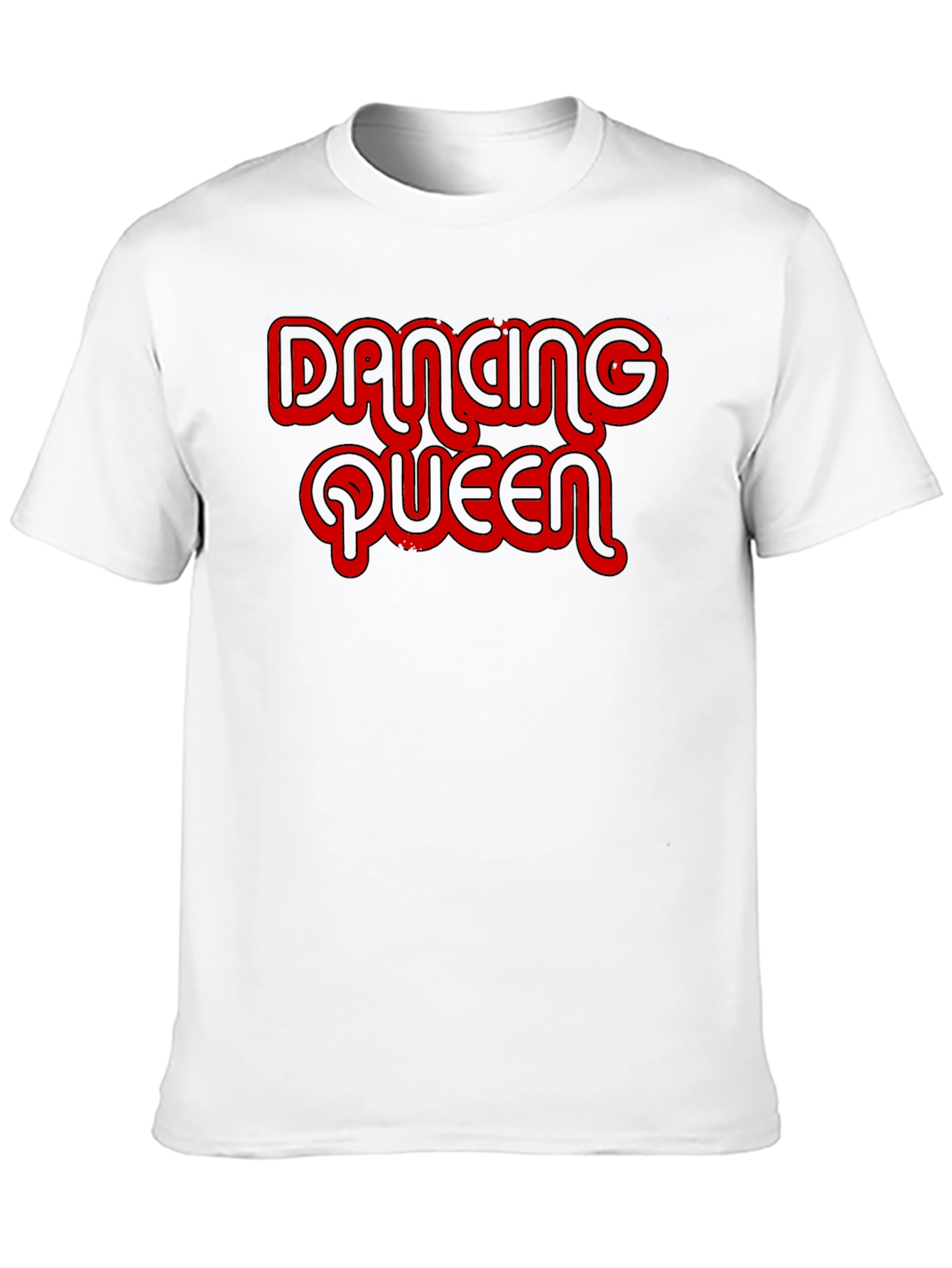 Black Dancing Queen T-Shirt - Retro Red Graphic on Black Cotton Tee view 10