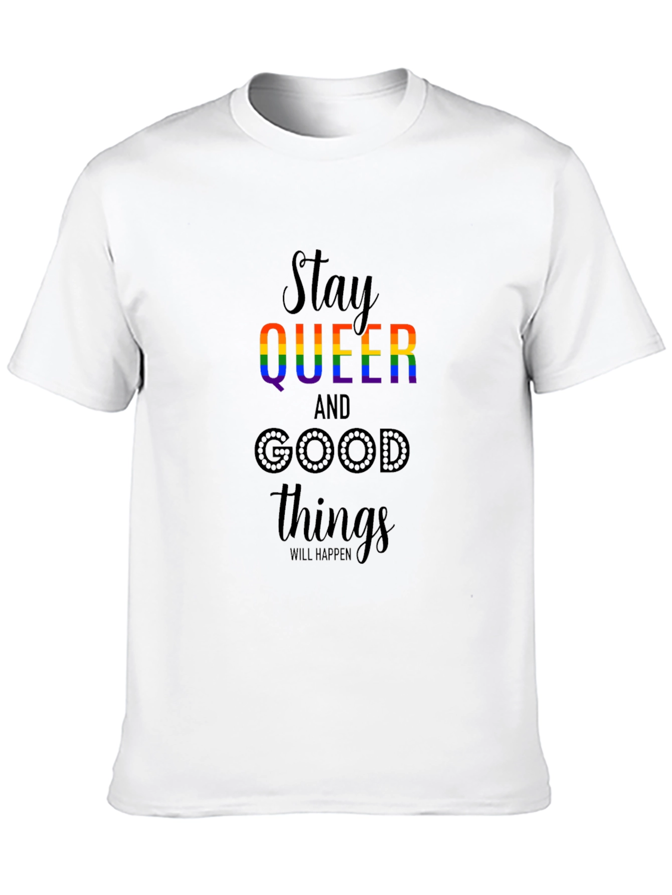 Black Stay Queer Rainbow Graphic T-Shirt view 10