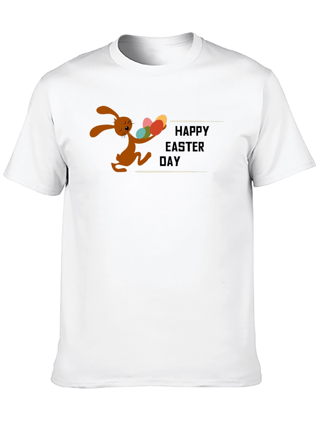 Black Happy Easter Day T-Shirt - Bunny and Eggs view 10