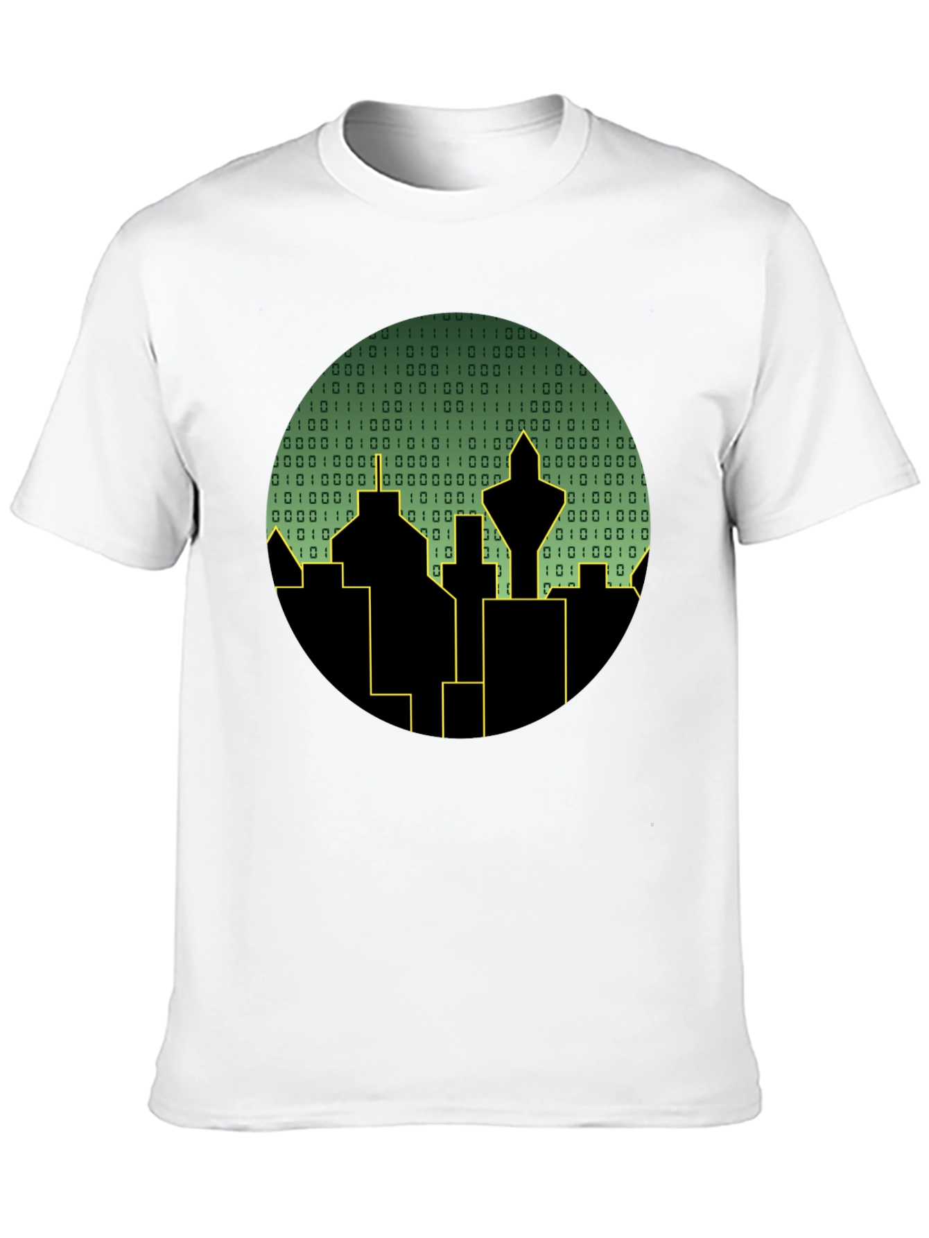 Black Tech City T-Shirt - Binary Skyline view 10