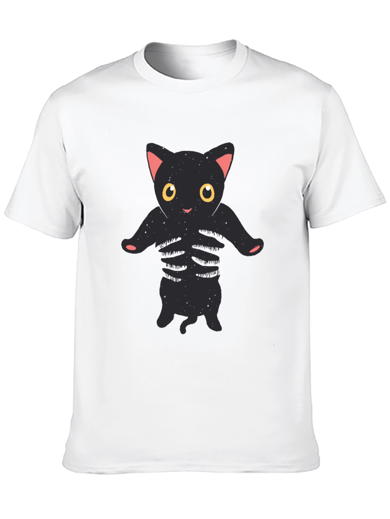 Black Cute Black Cat Skeleton Graphic T-Shirt view 10