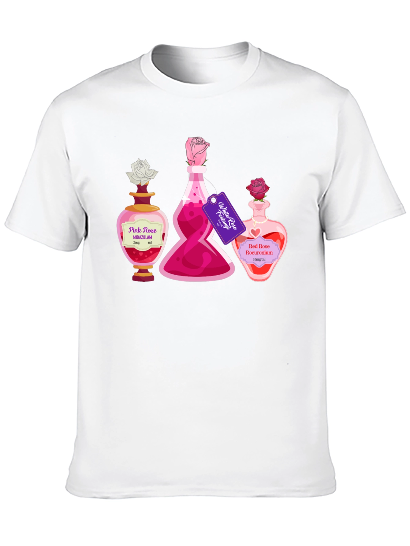 Black Potion Bottle Roses Graphic T-Shirt view 10