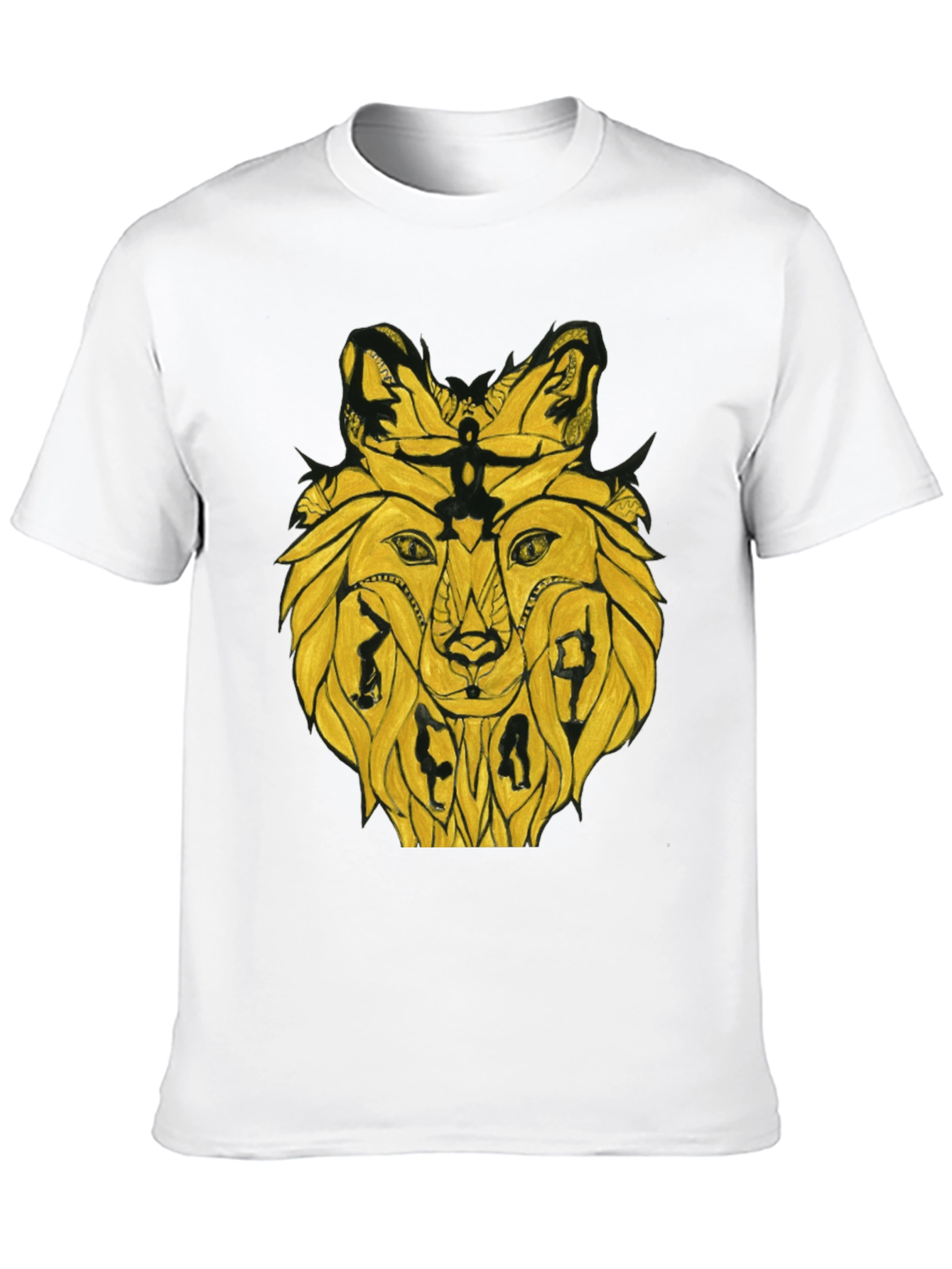 Black Abstract Lion T-Shirt - Unique Graphic Tee view 10