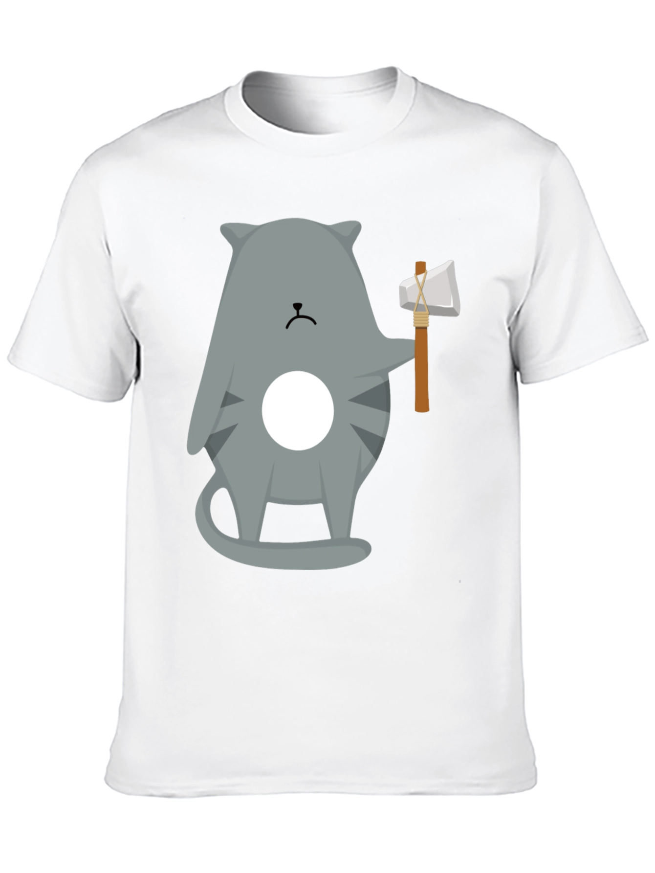 Black Cool Cat Axe T-Shirt - Funny Graphic Tee view 10