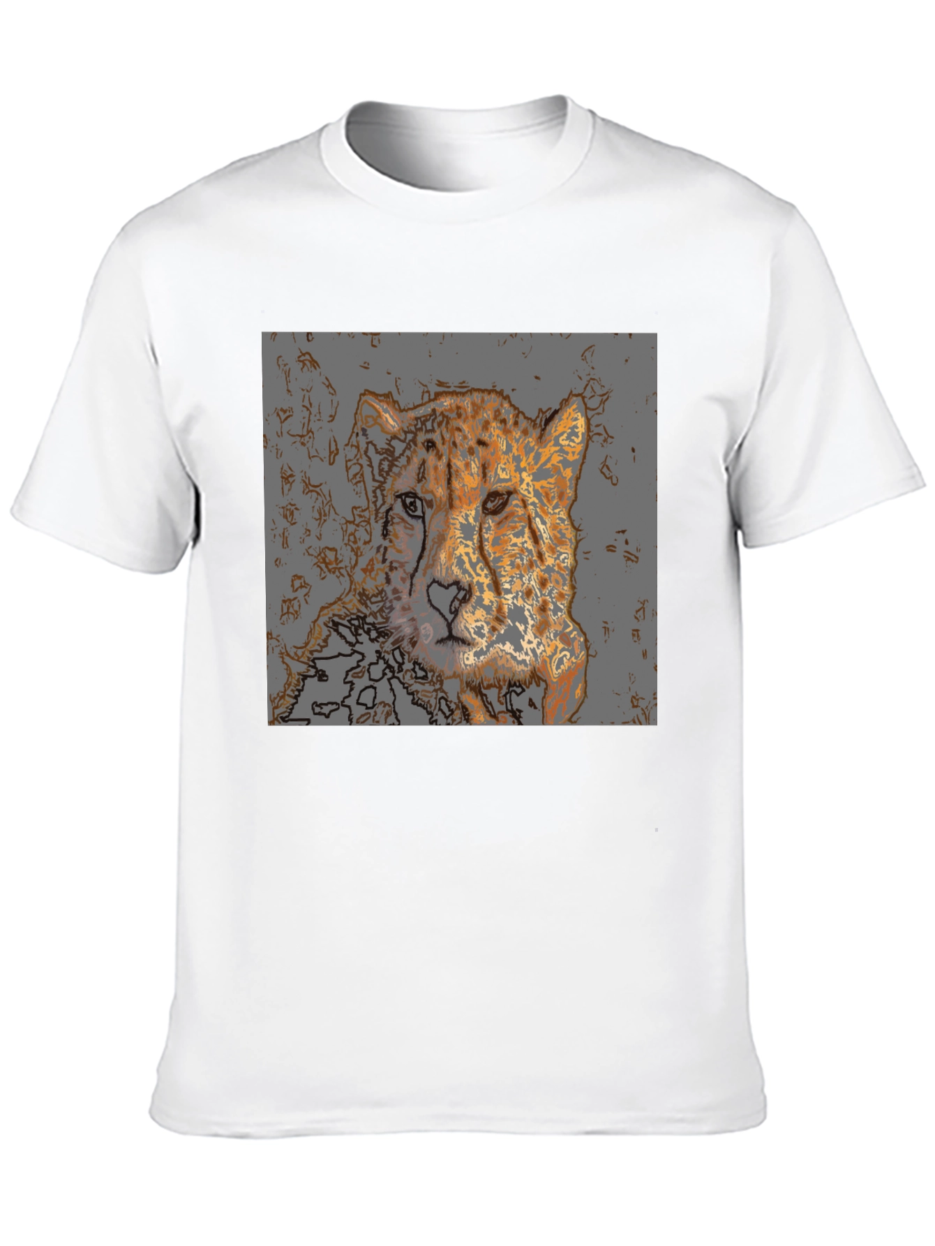 Black Cheetah Graphic Print T-Shirt - Men's Casual Tee view 10