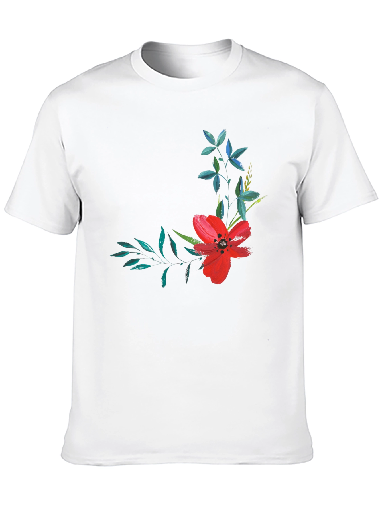 Black Floral Print T-Shirt - Modern Black Tee view 10